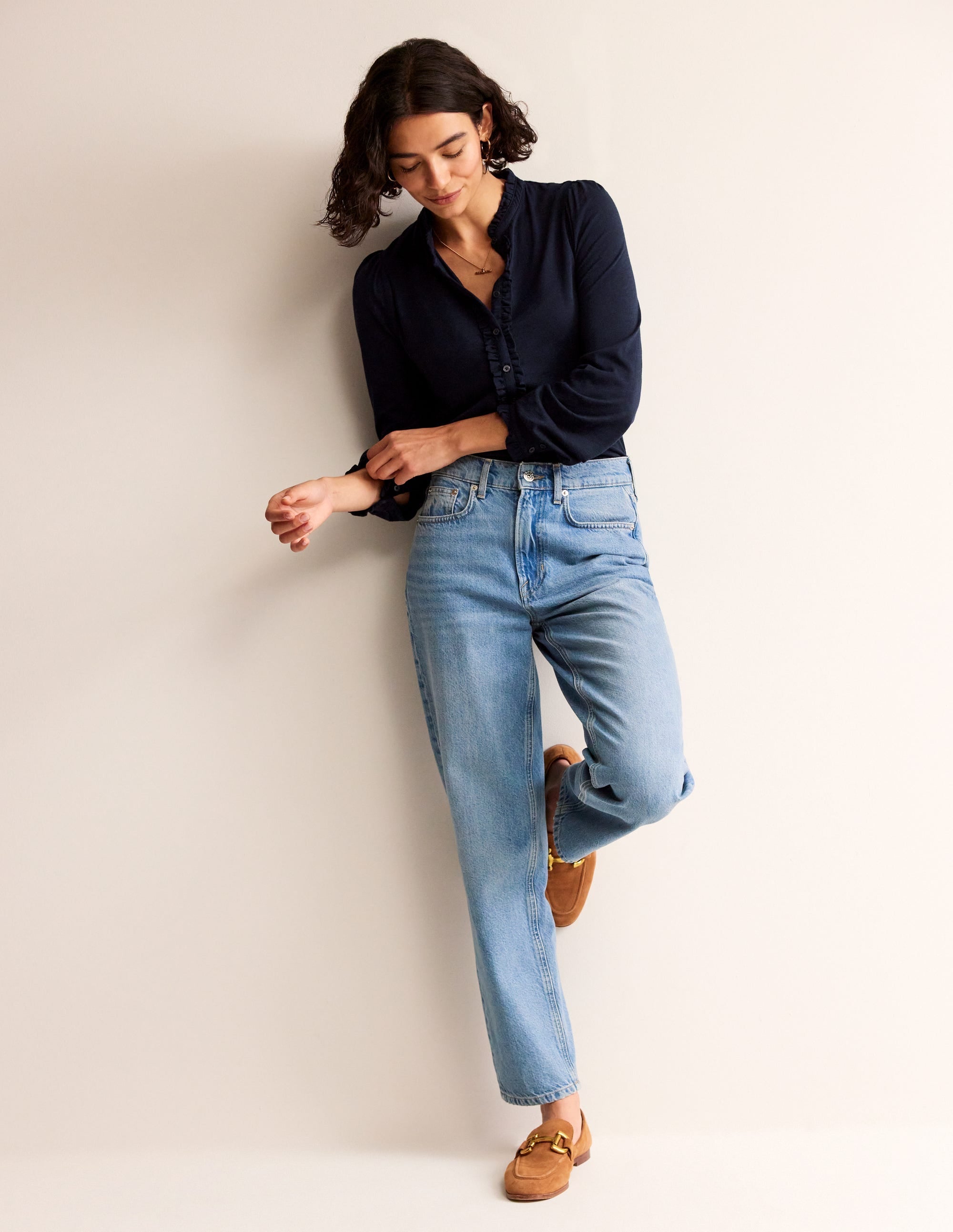 Caroline Jersey Shirt-Navy - Image 4