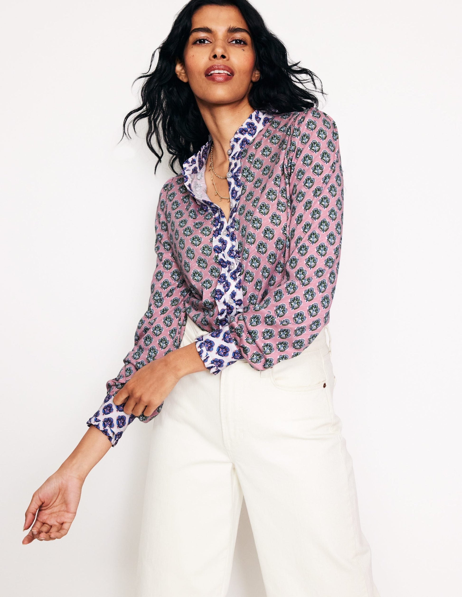 Caroline Jersey Shirt-Quartz, Pome Stamp-1