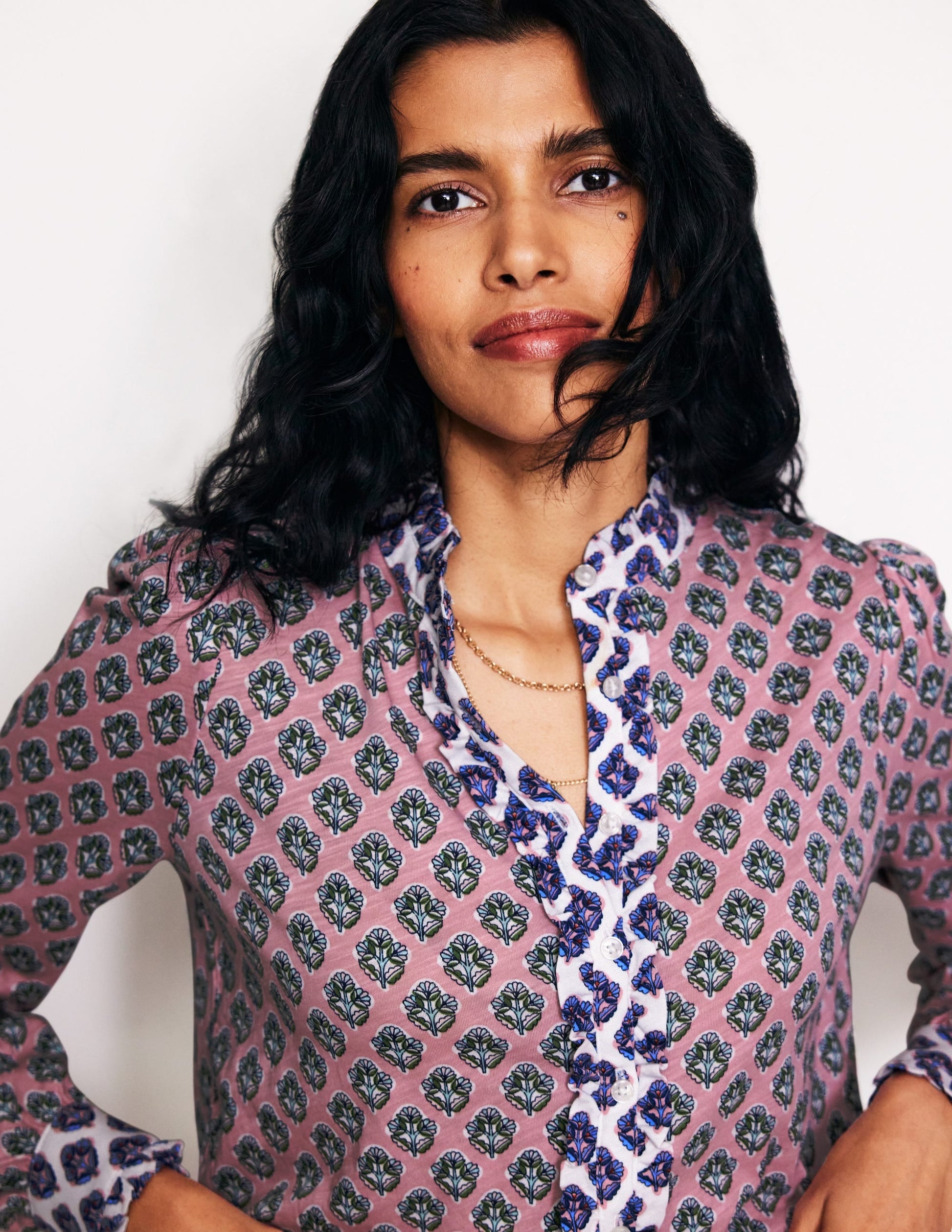 Caroline Jersey Shirt-Quartz, Pome Stamp-2