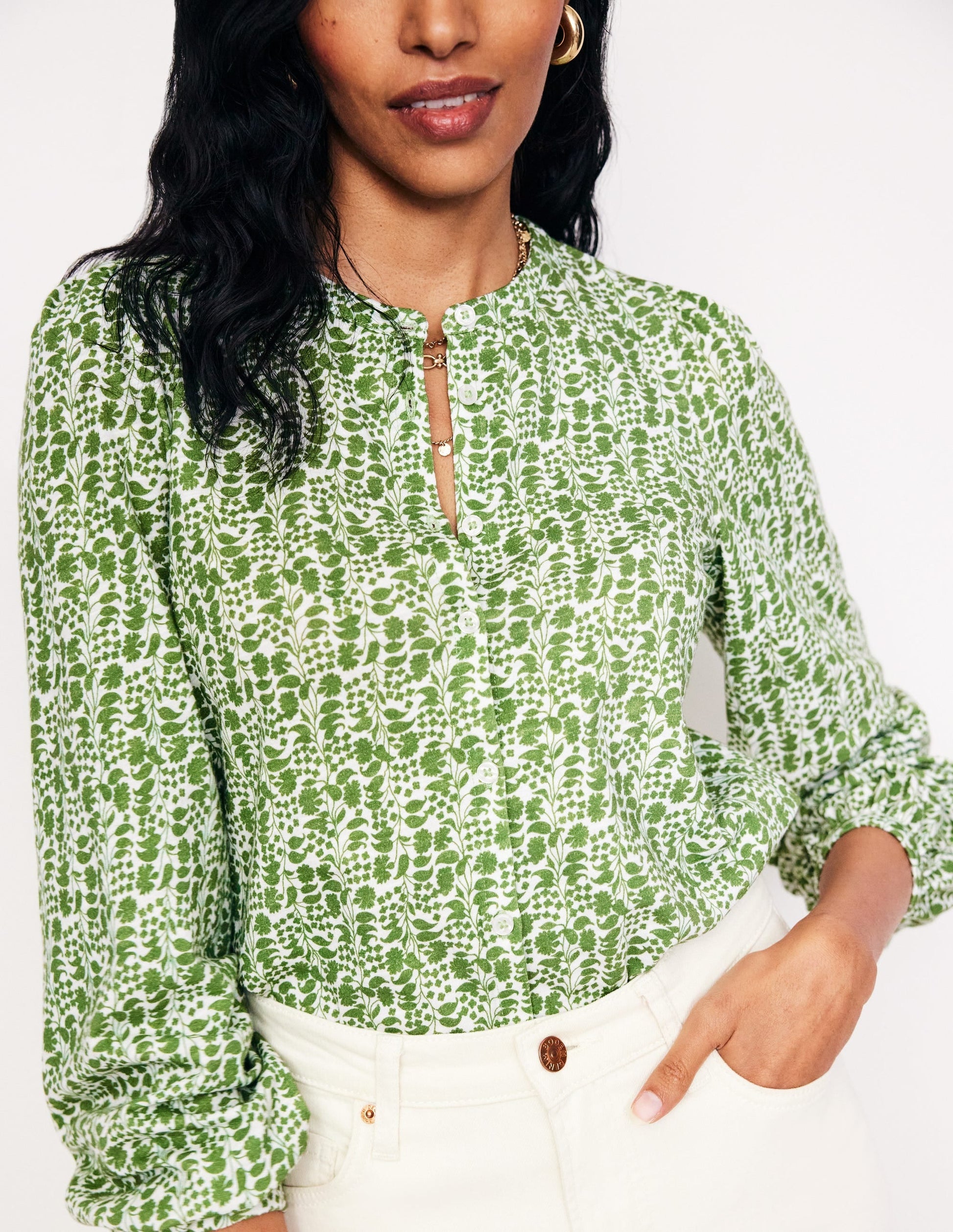 Marina Jersey Shirt-Fir Tree, Prairie Vine-2