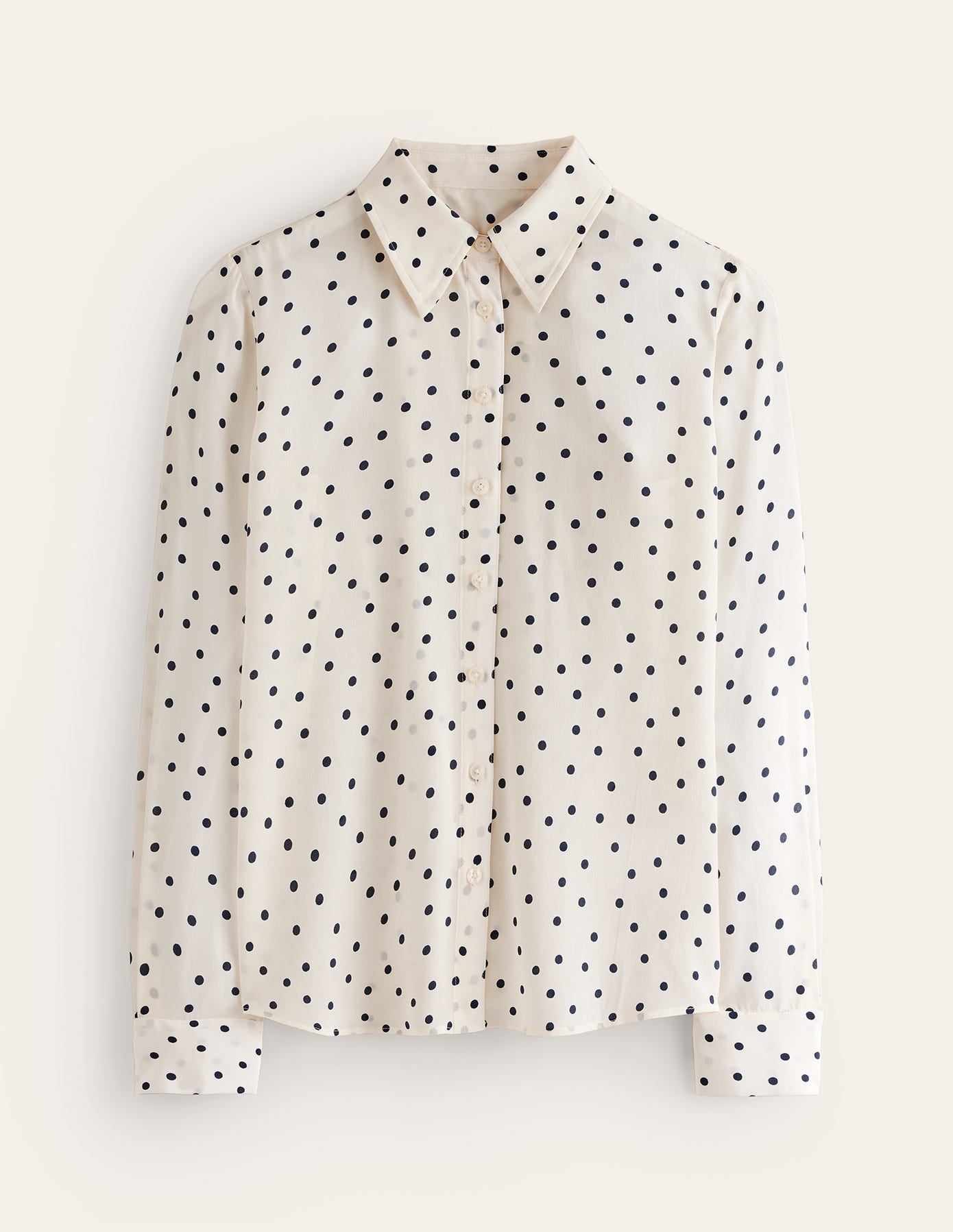Sienna Silk Shirt-Ivory and Navy, Sparse Spot - Image 5