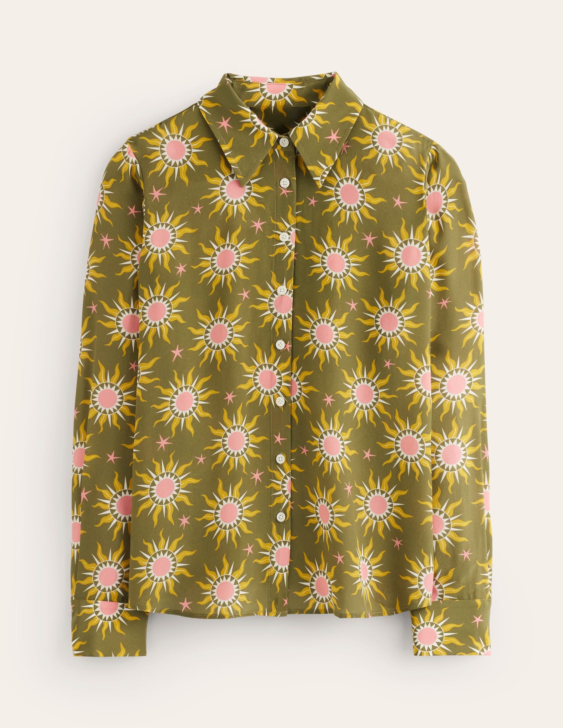 Sienna Silk Shirt-Woodland Green, Celestial-6