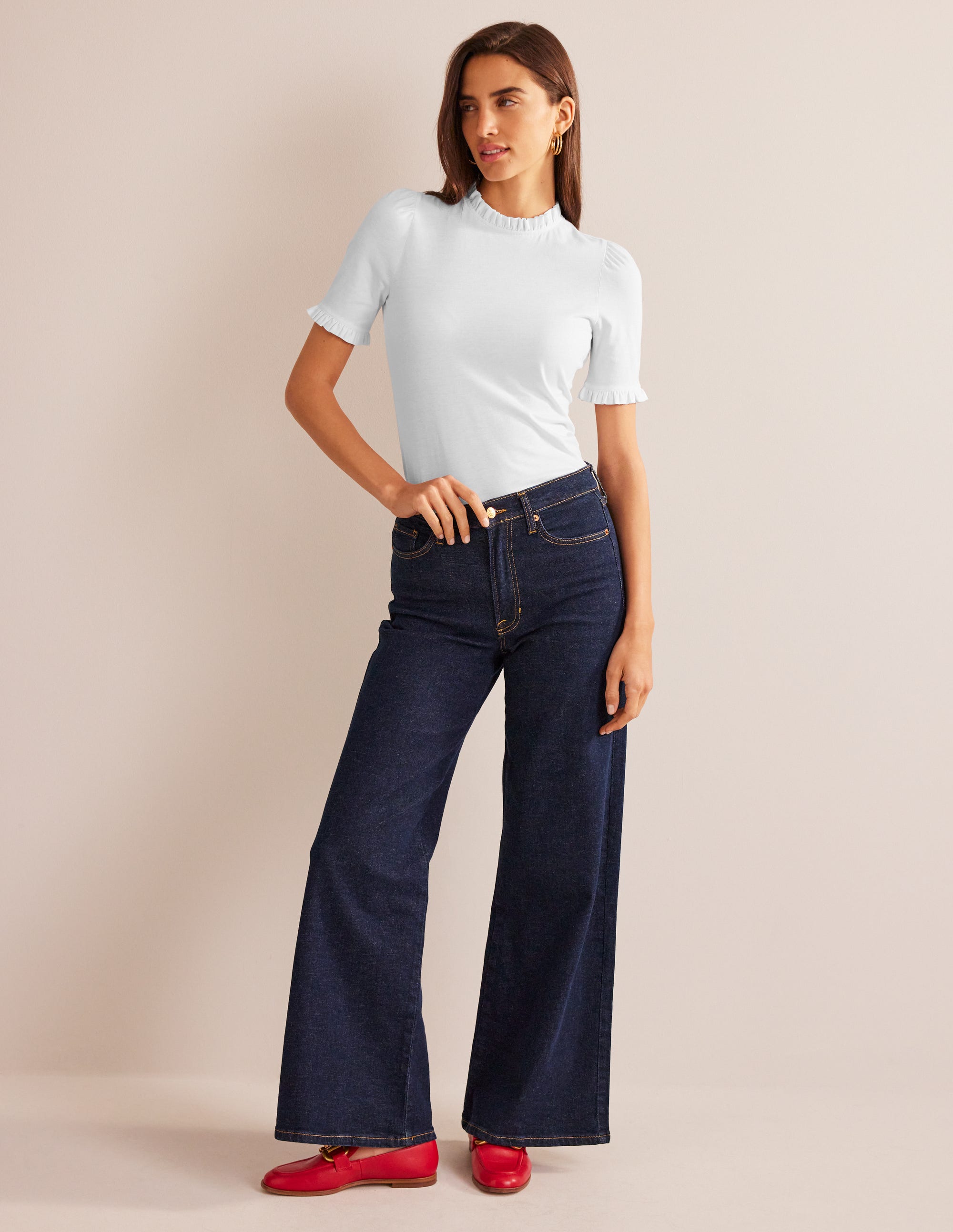 Supersoft Frill Detail T-shirt-White - Image 4