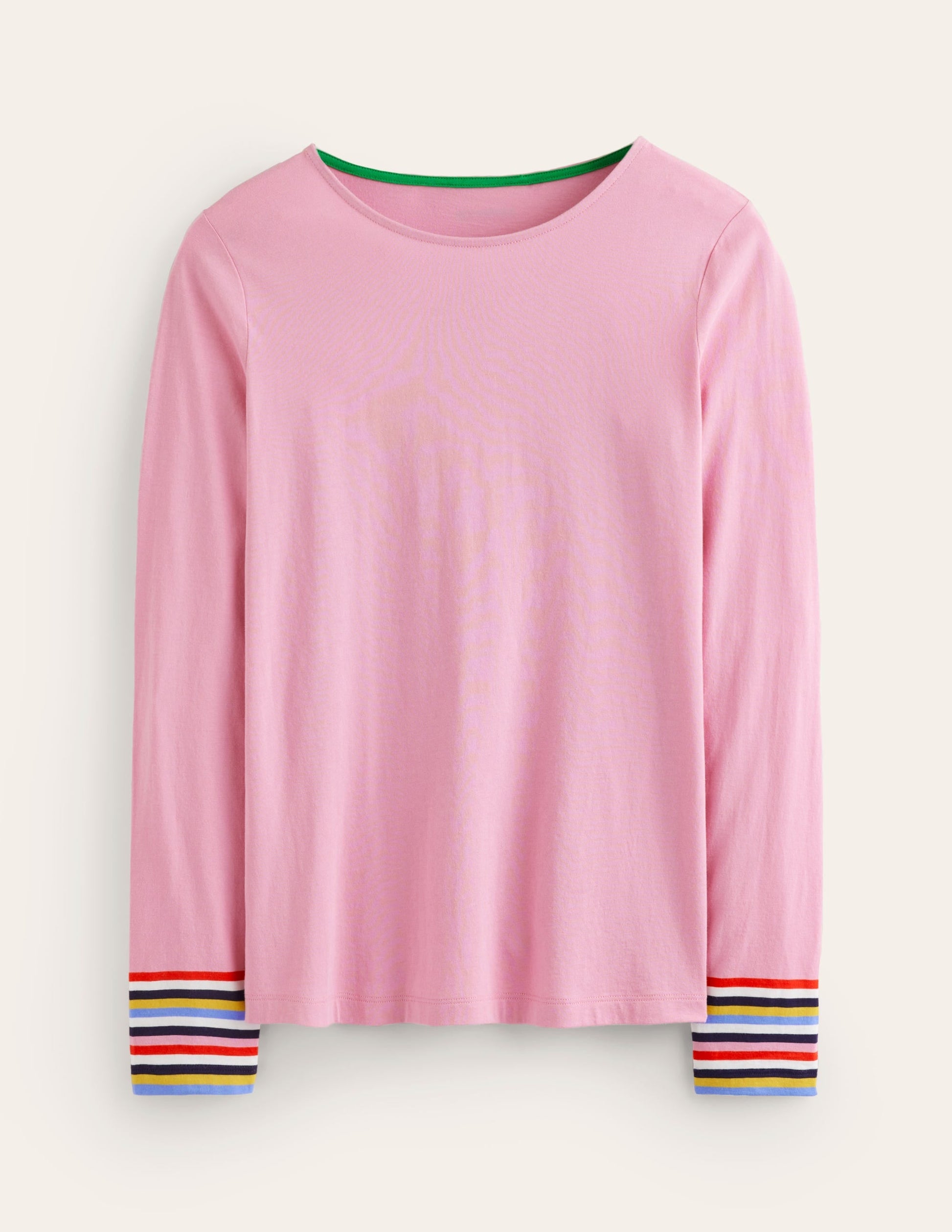 Supersoft Crew Neck Top-Orchid Pink Multi Cuff Stripe-5