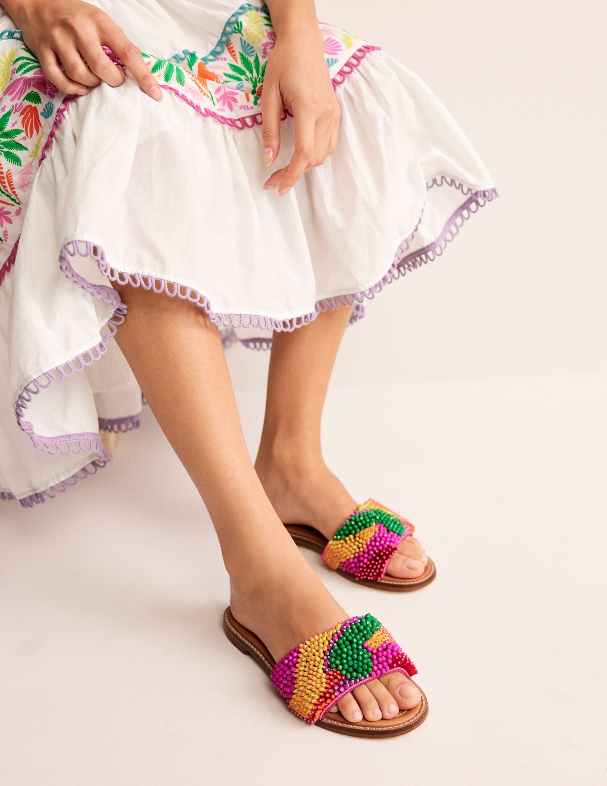 Multi Bead Flat Sandal-Multi-1