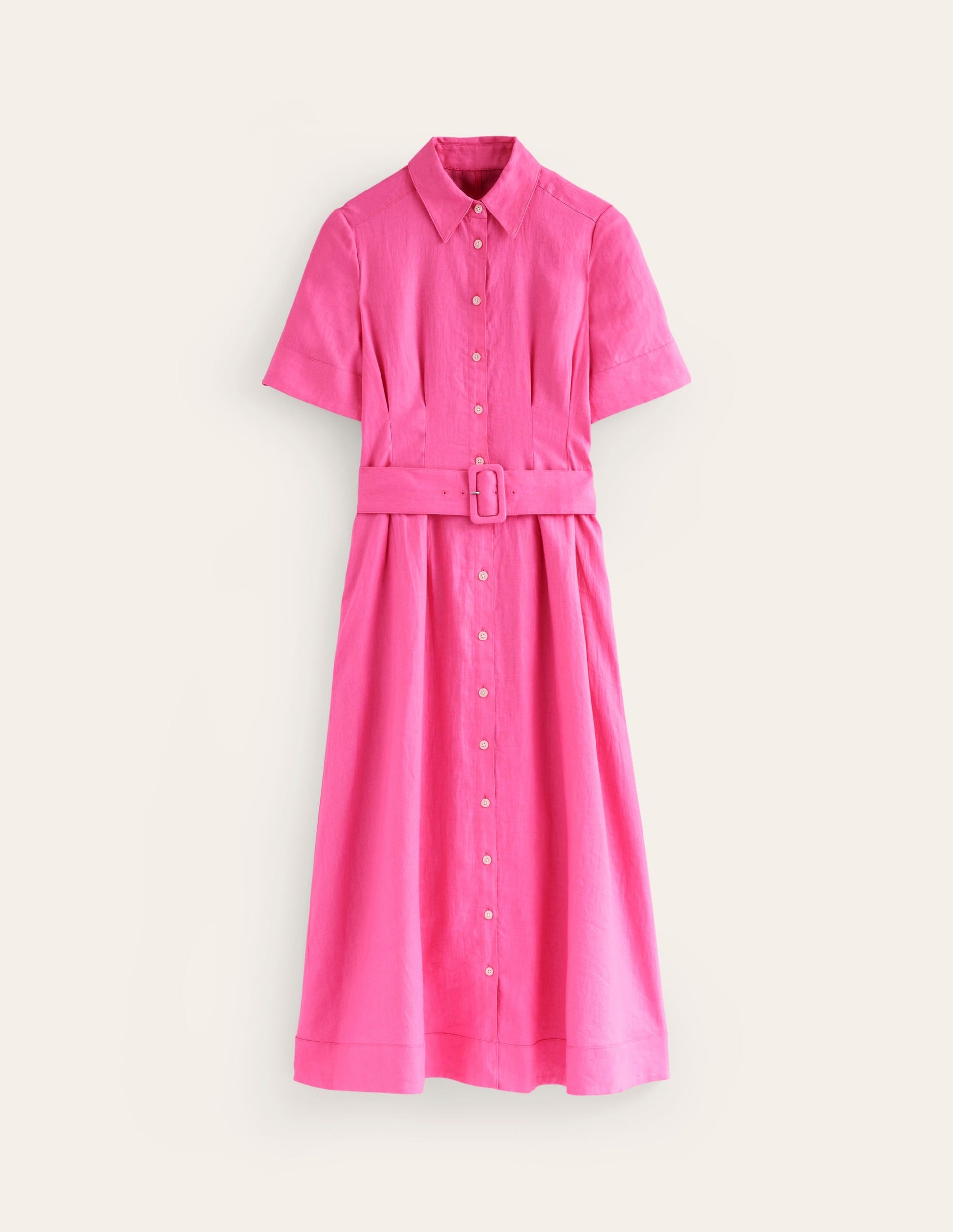 Louise Linen Midi Shirt Dress-Sangria Sunset-5