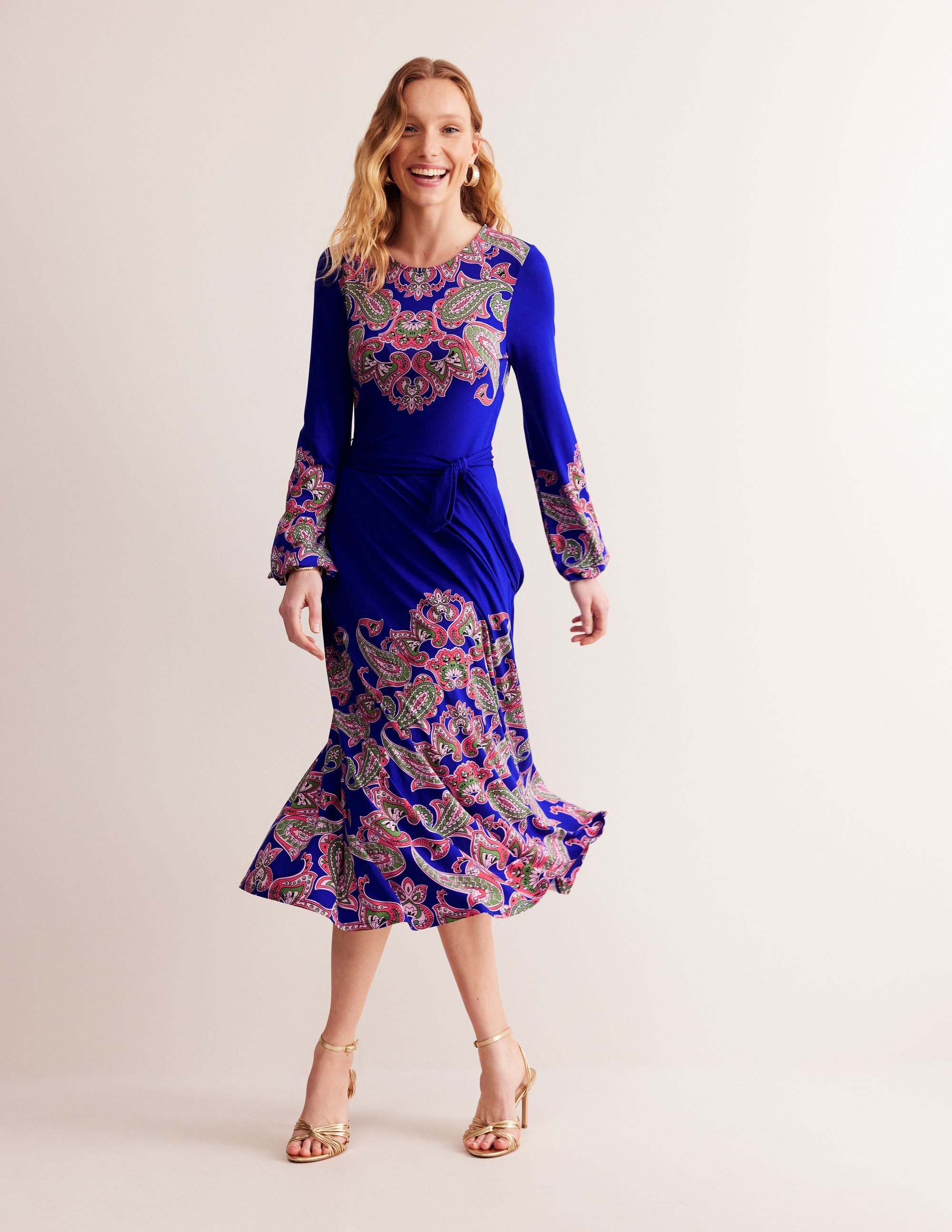 Placement Print Jersey Dress-Surf the Web, Paisley Wave - Image 2
