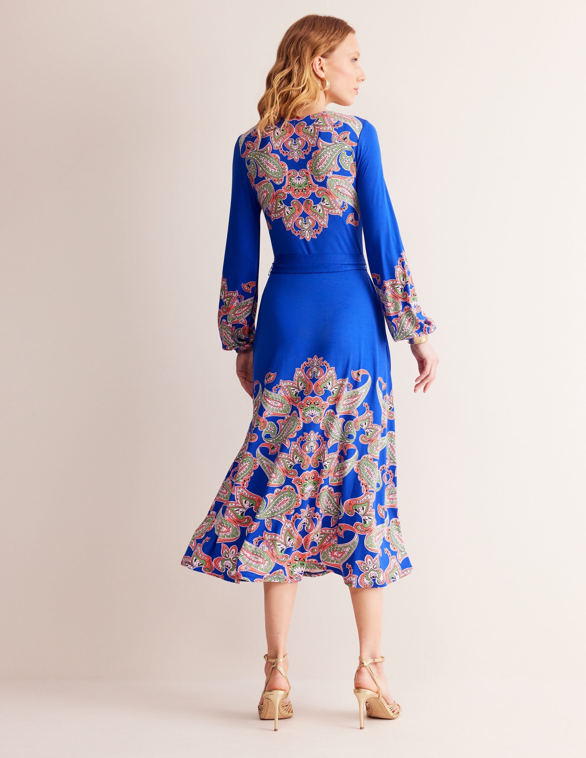 Placement Print Jersey Dress-Surf the Web, Paisley Wave - Image 4