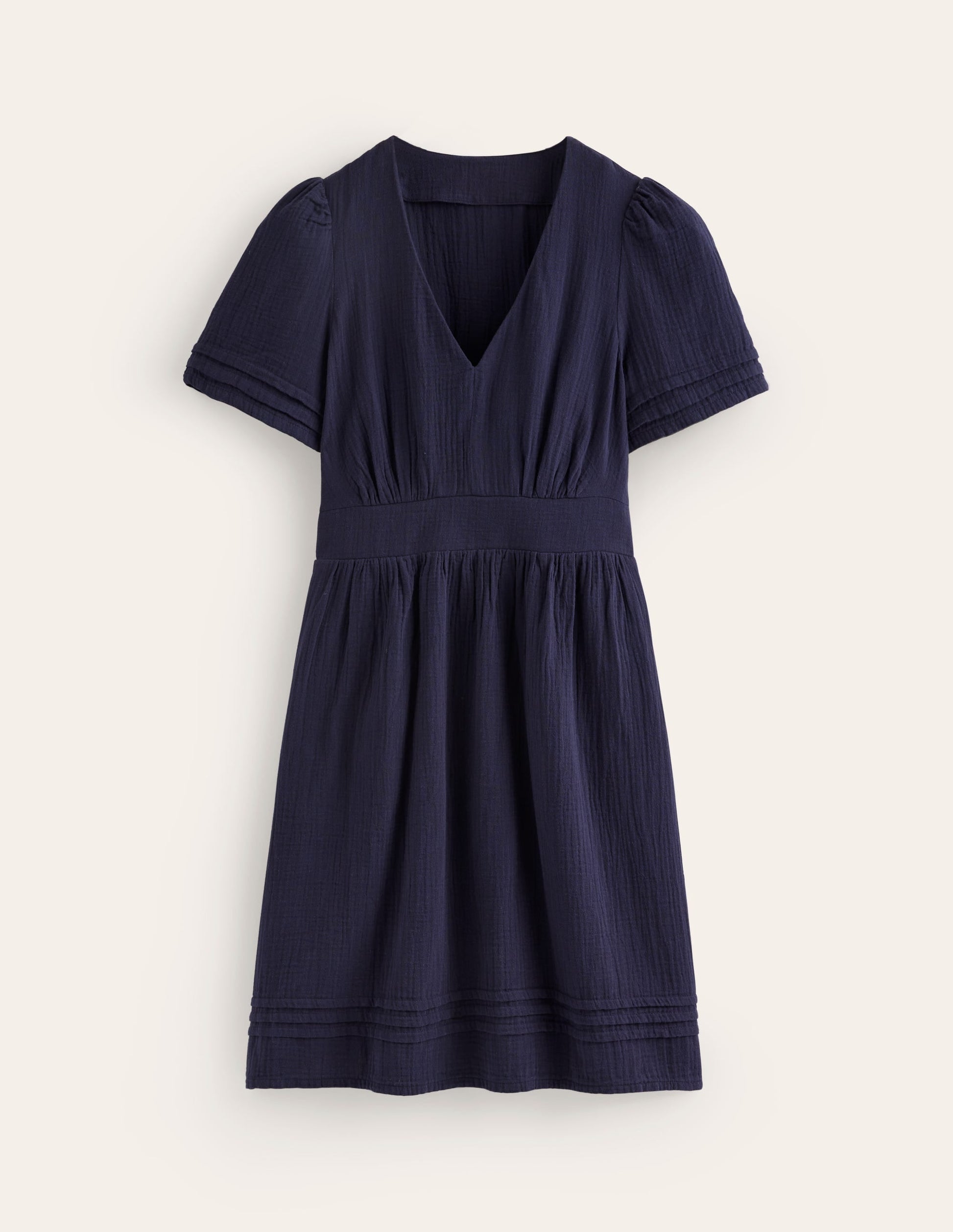 Eve Double Cloth Short Dress-Navy-5