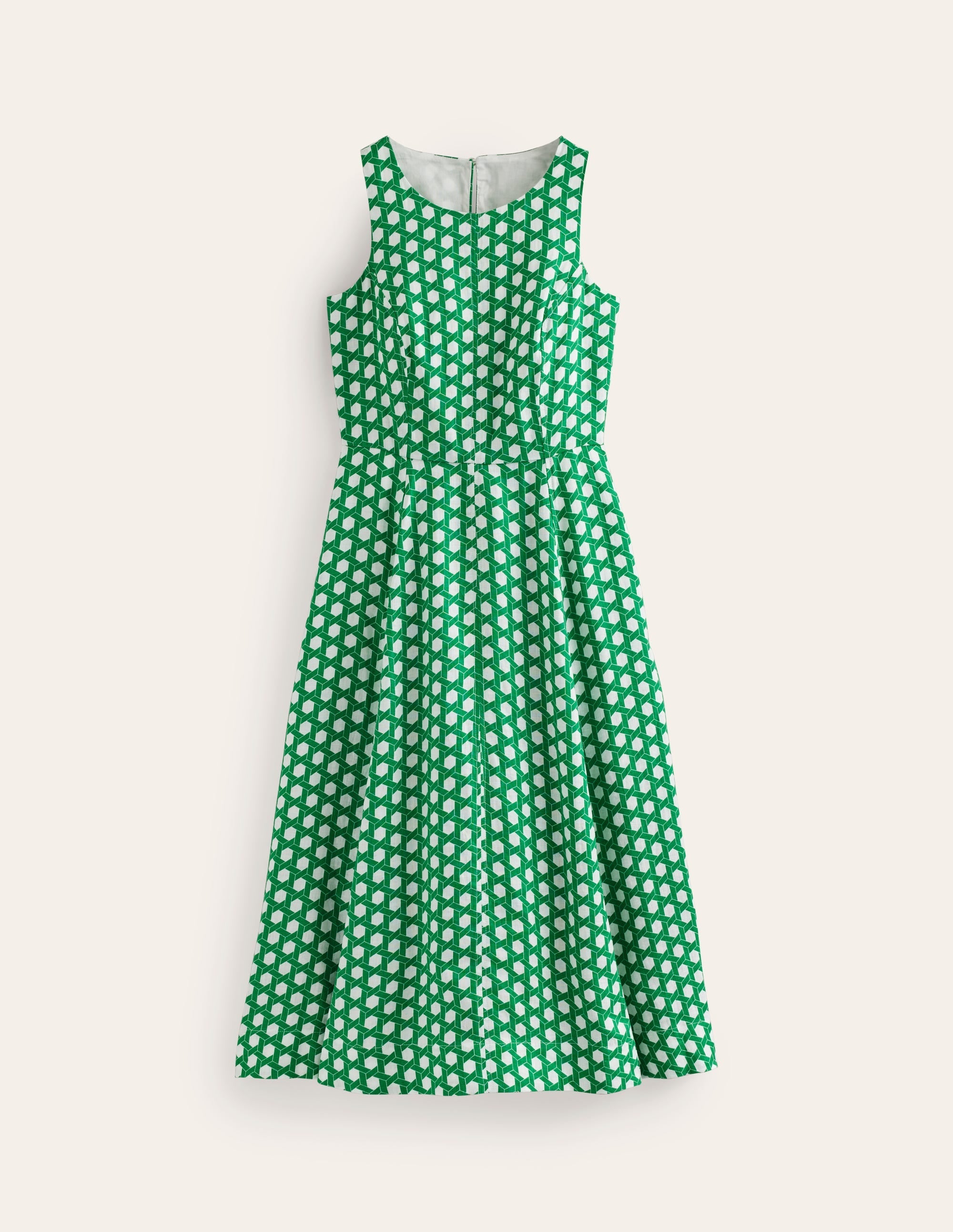 Carla Linen Midi Dress-Green Tambourine, Geo - Image 6