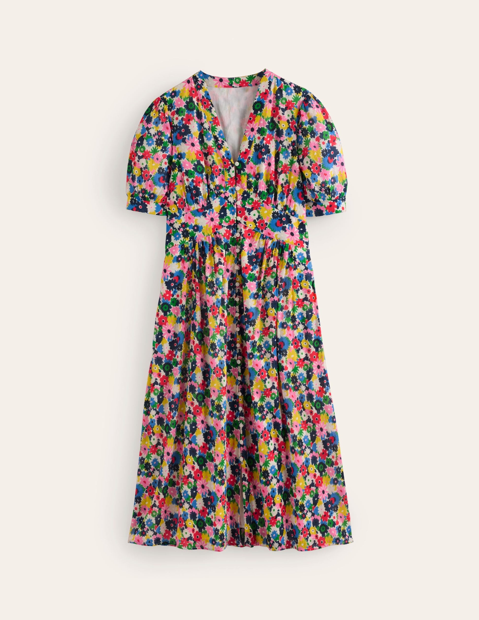 Elsa Crinkle Midi Tea Dress-Multi, Paintbox Ditsy-8