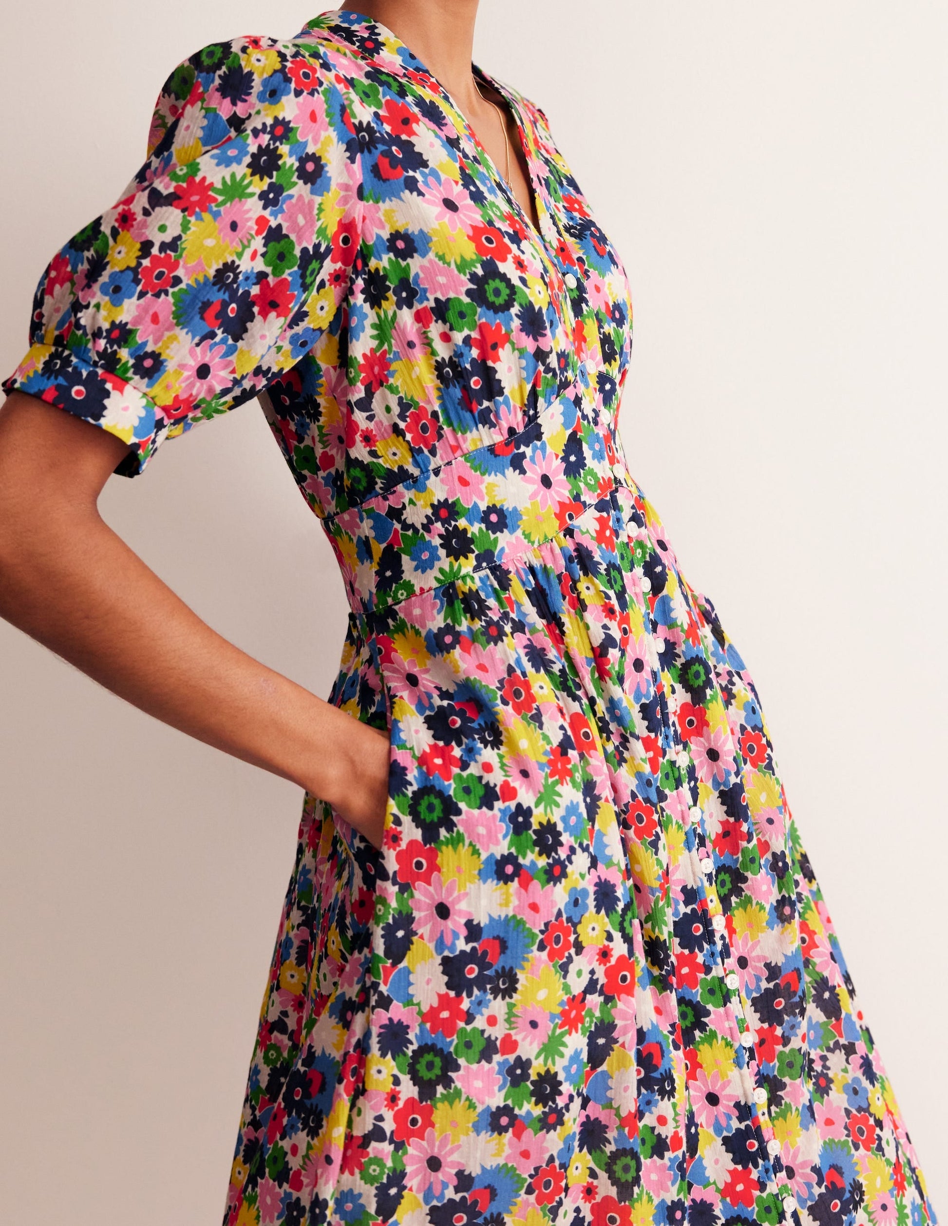 Elsa Crinkle Midi Tea Dress-Multi, Paintbox Ditsy-2
