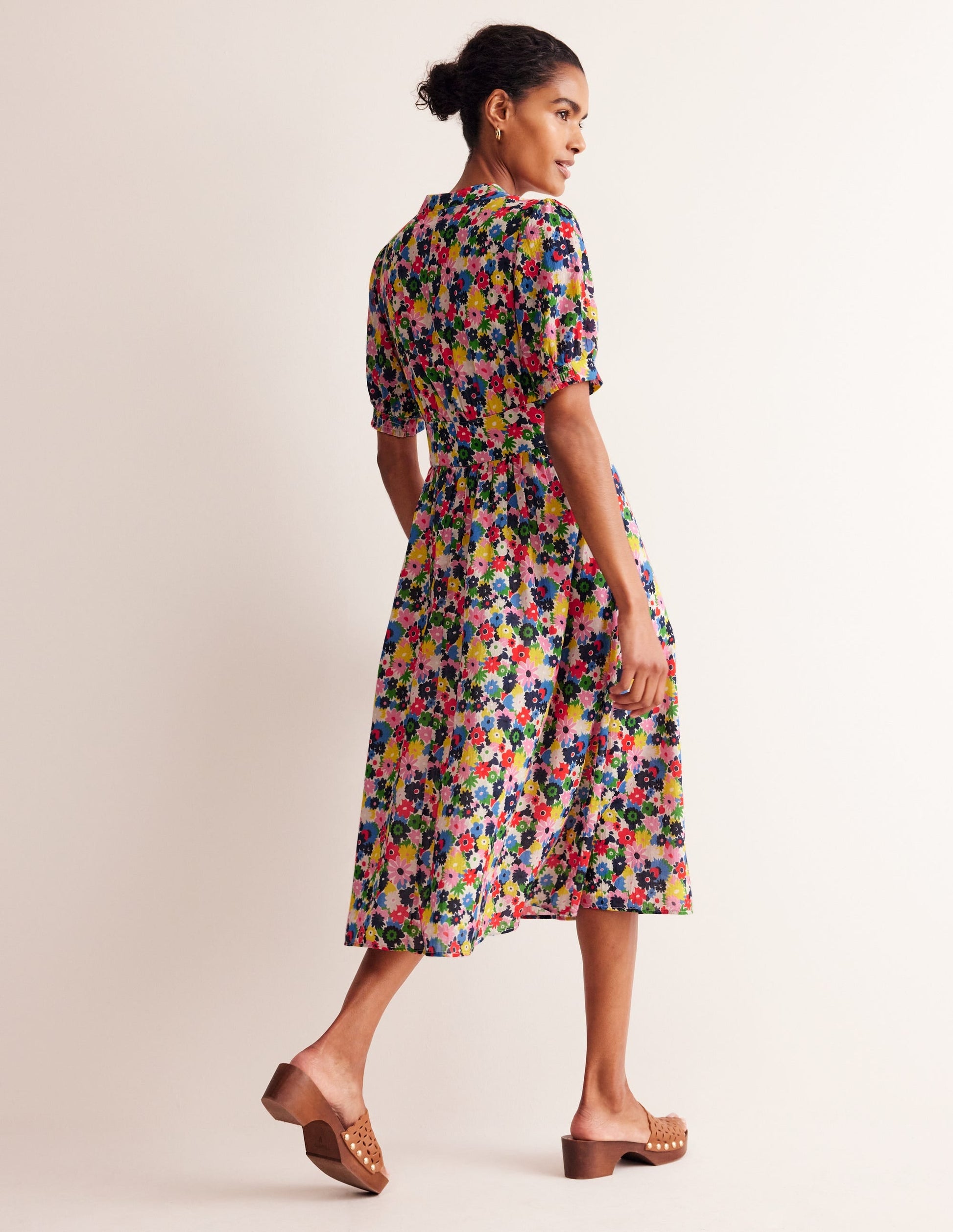 Elsa Crinkle Midi Tea Dress-Multi, Paintbox Ditsy-3