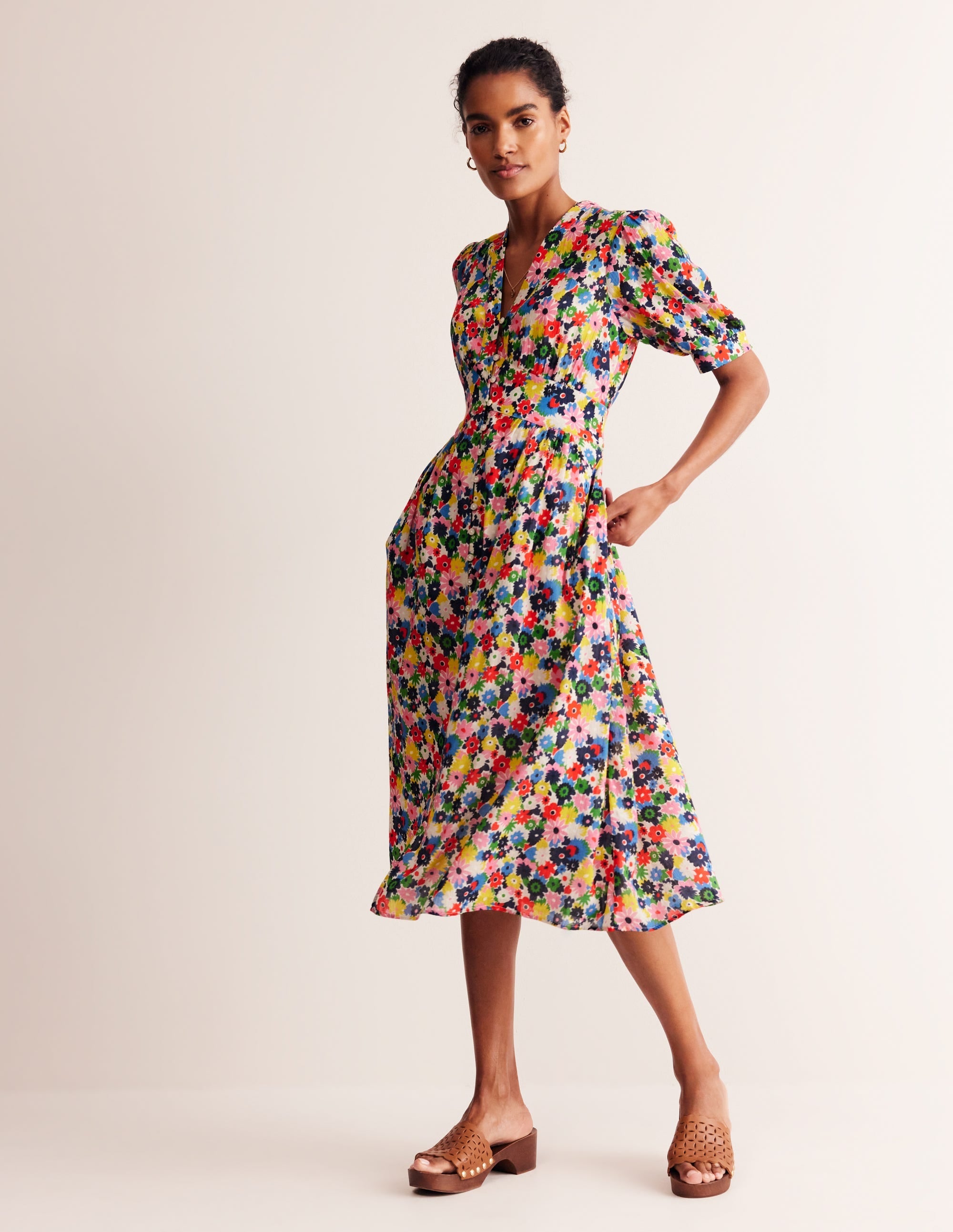 Elsa Crinkle Midi Tea Dress-Multi, Paintbox Ditsy - Image 5