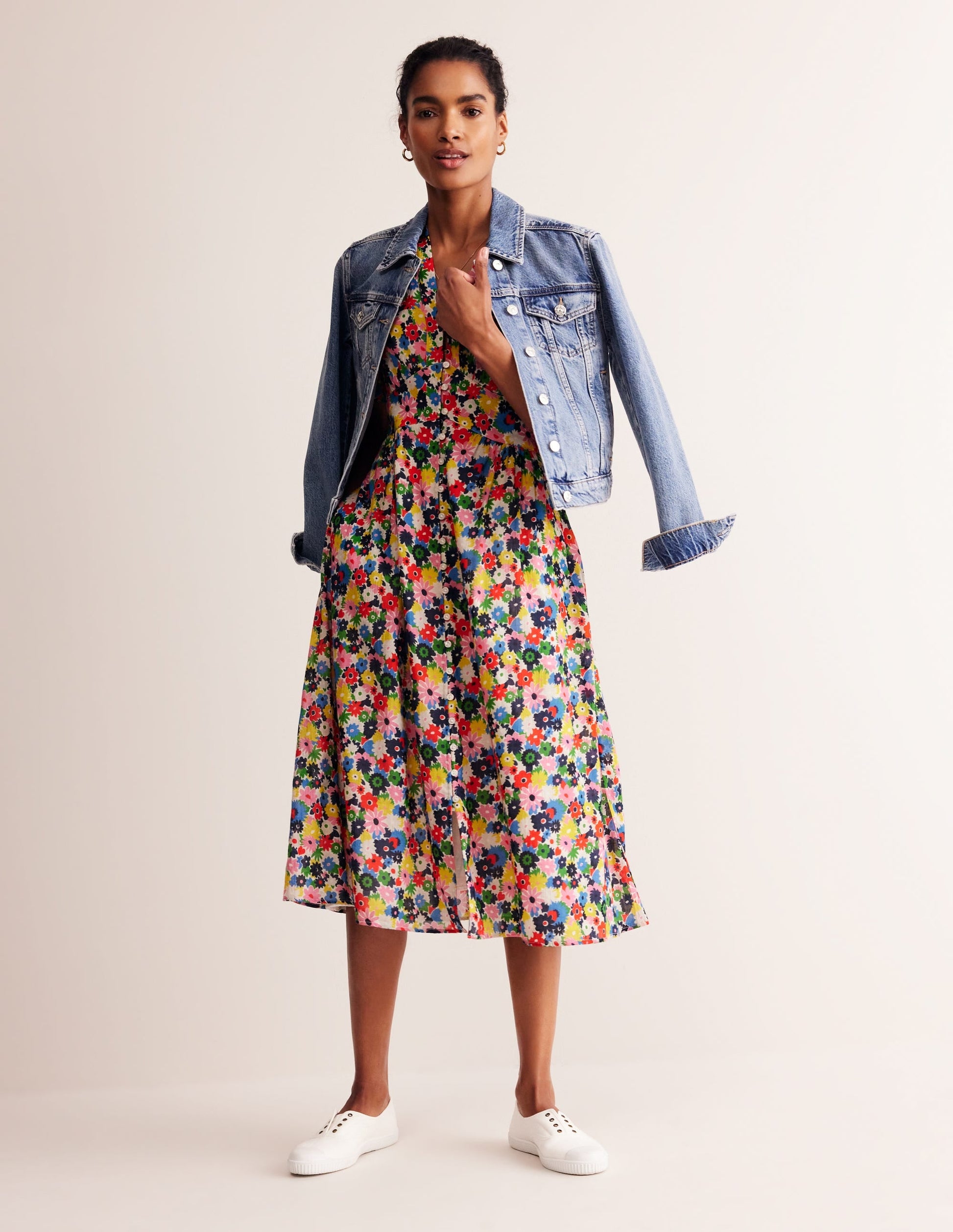 Elsa Crinkle Midi Tea Dress-Multi, Paintbox Ditsy-6
