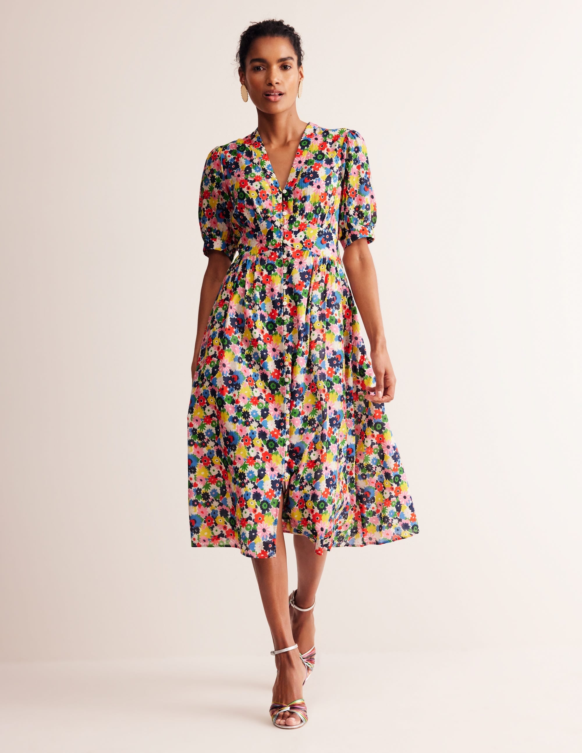 Elsa Crinkle Midi Tea Dress-Multi, Paintbox Ditsy - Image 7