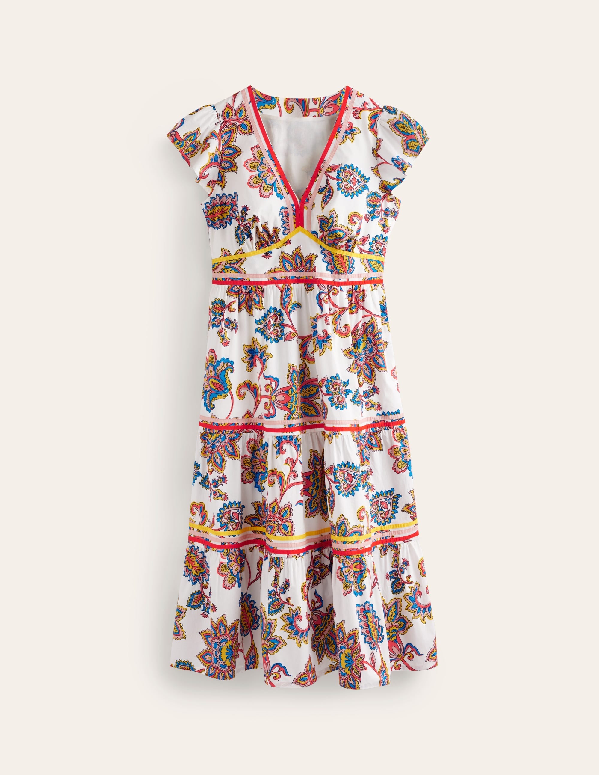 May Cotton Midi Tea Dress-Ivory, Dahlia Bloom - Image 9