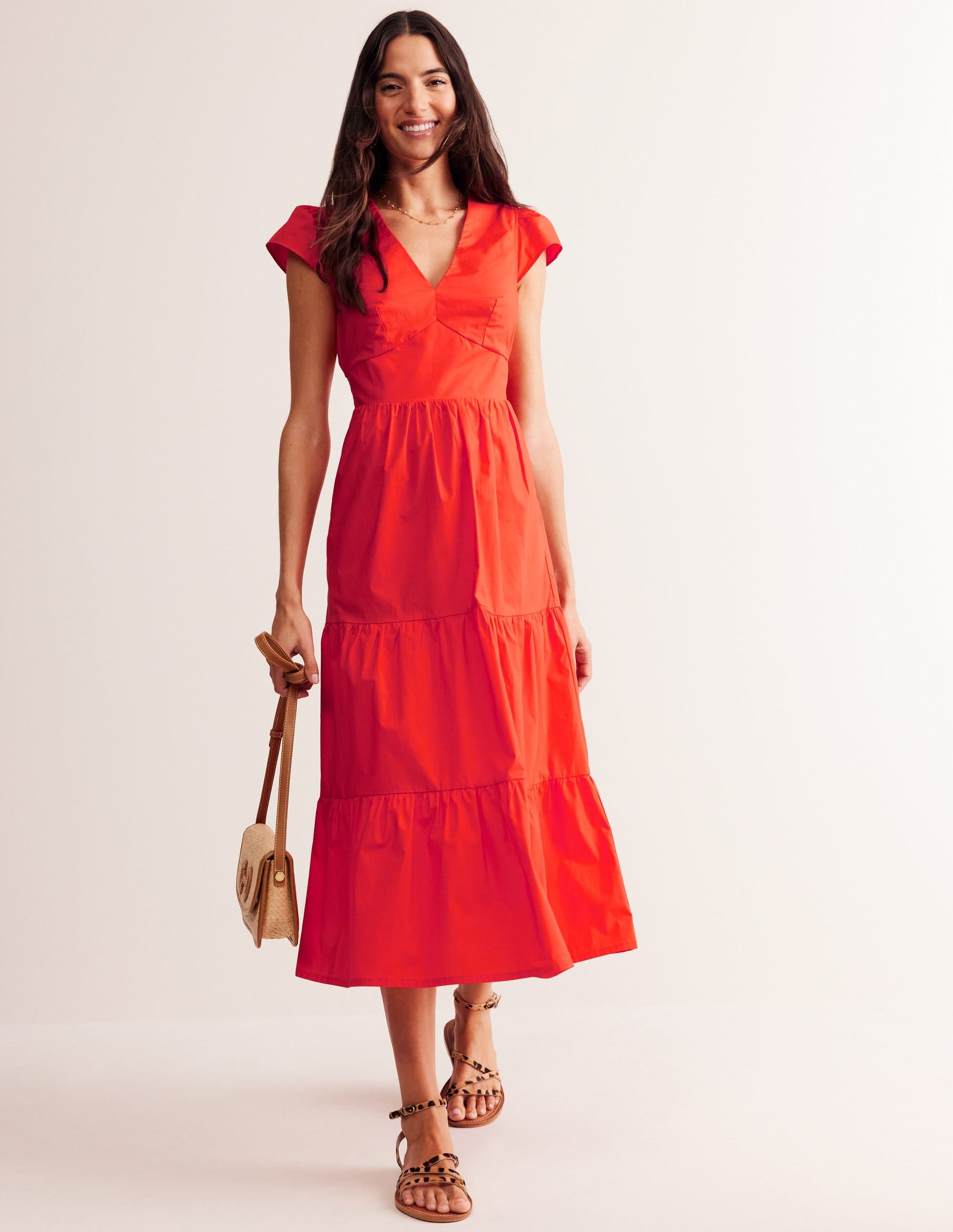 May Cotton Midi Tea Dress-Mandarin Orange-1