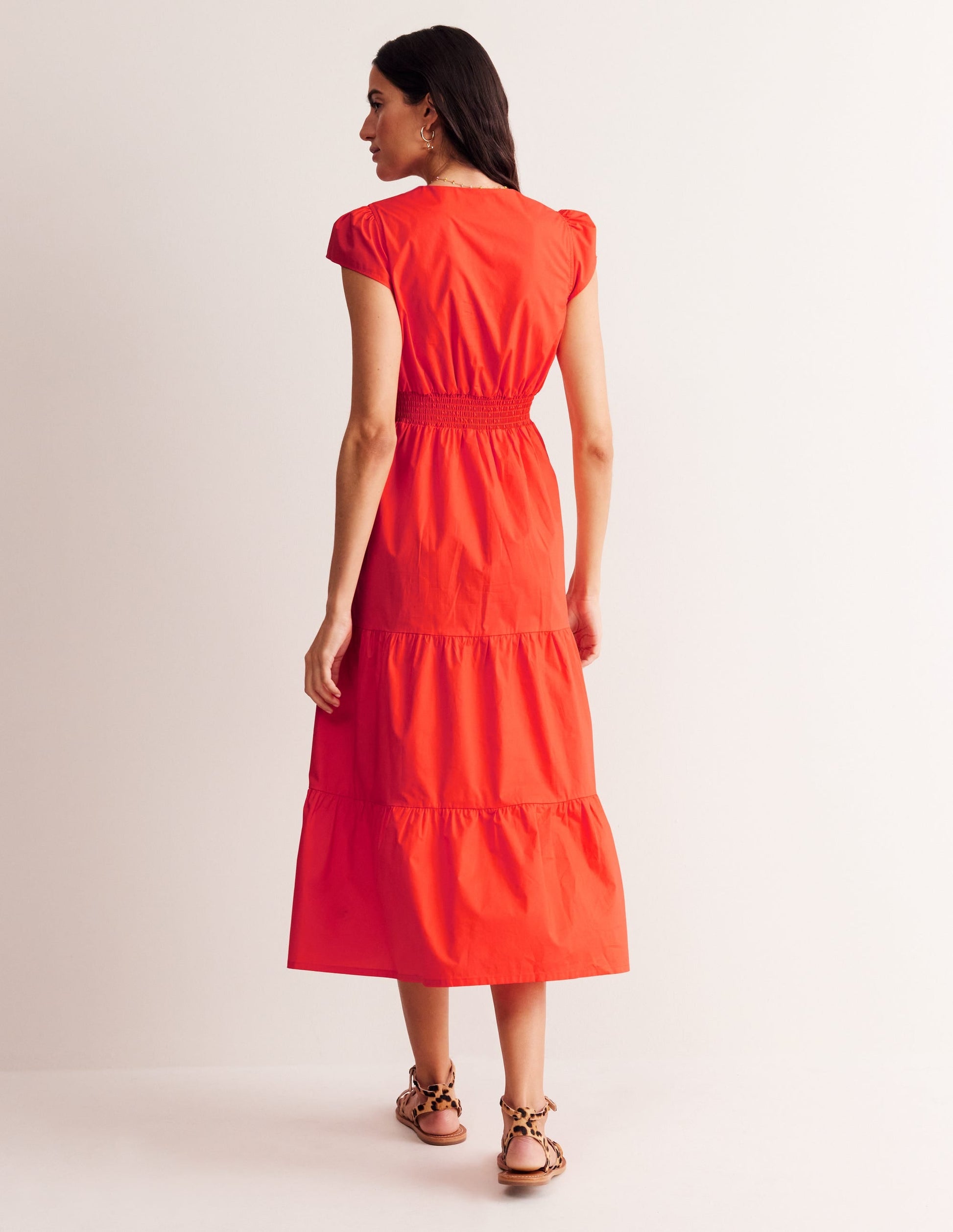 May Cotton Midi Tea Dress-Mandarin Orange-3