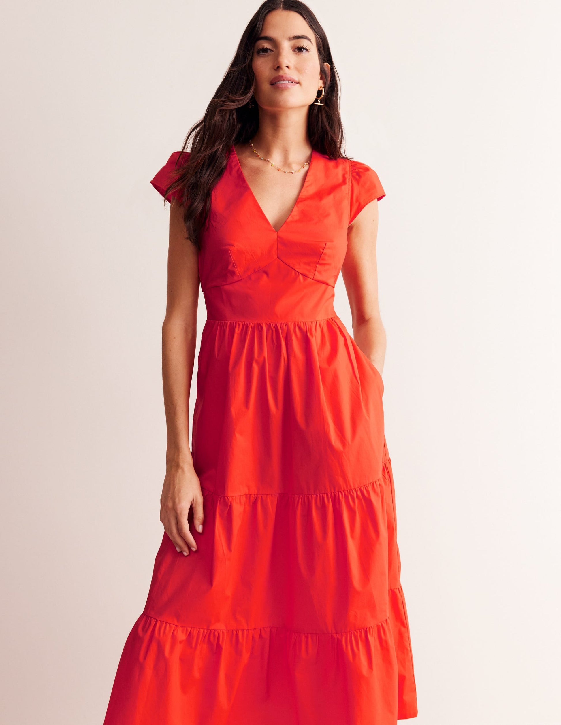 May Cotton Midi Tea Dress-Mandarin Orange-4