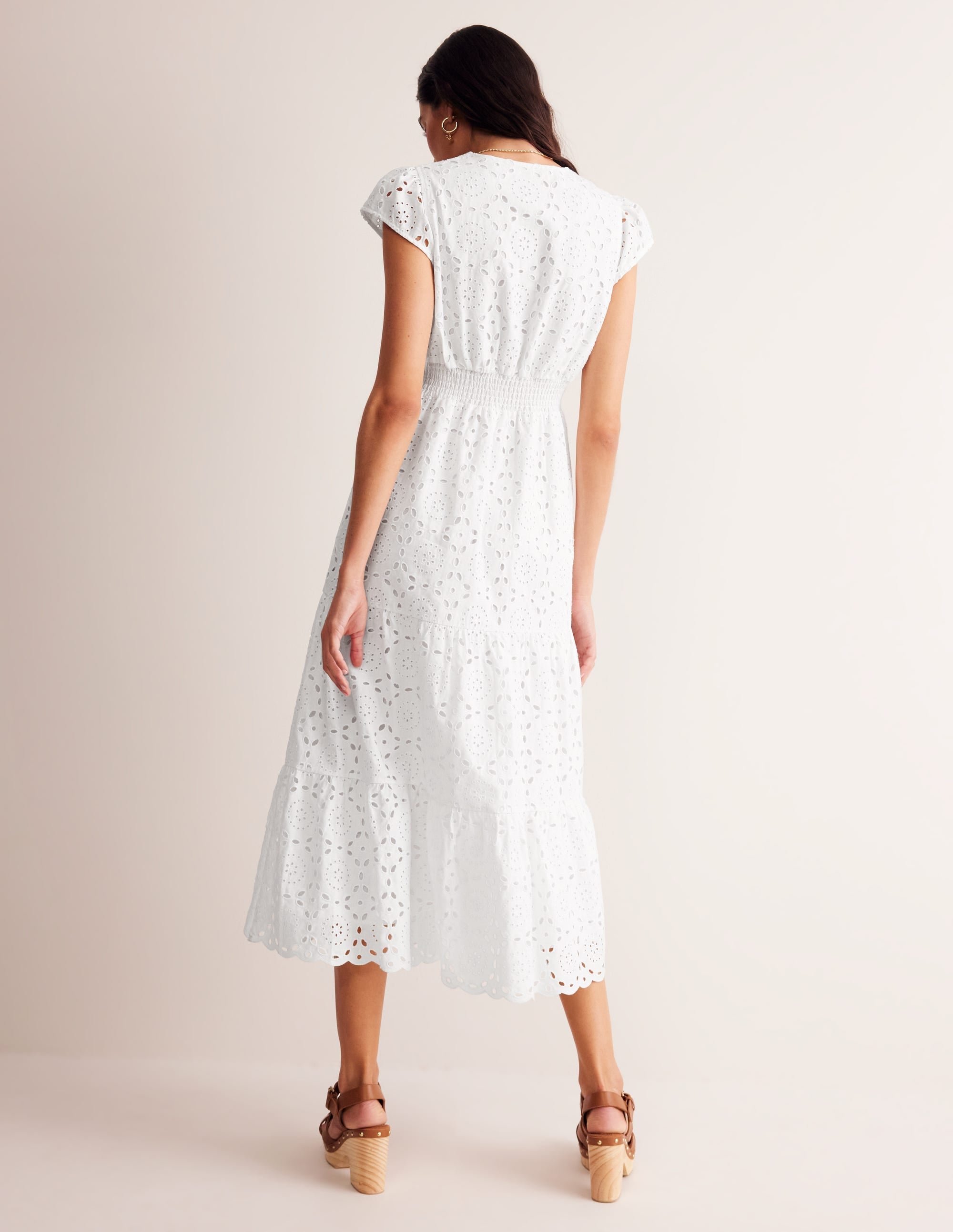May Broderie Midi Tea Dress-White - Image 3