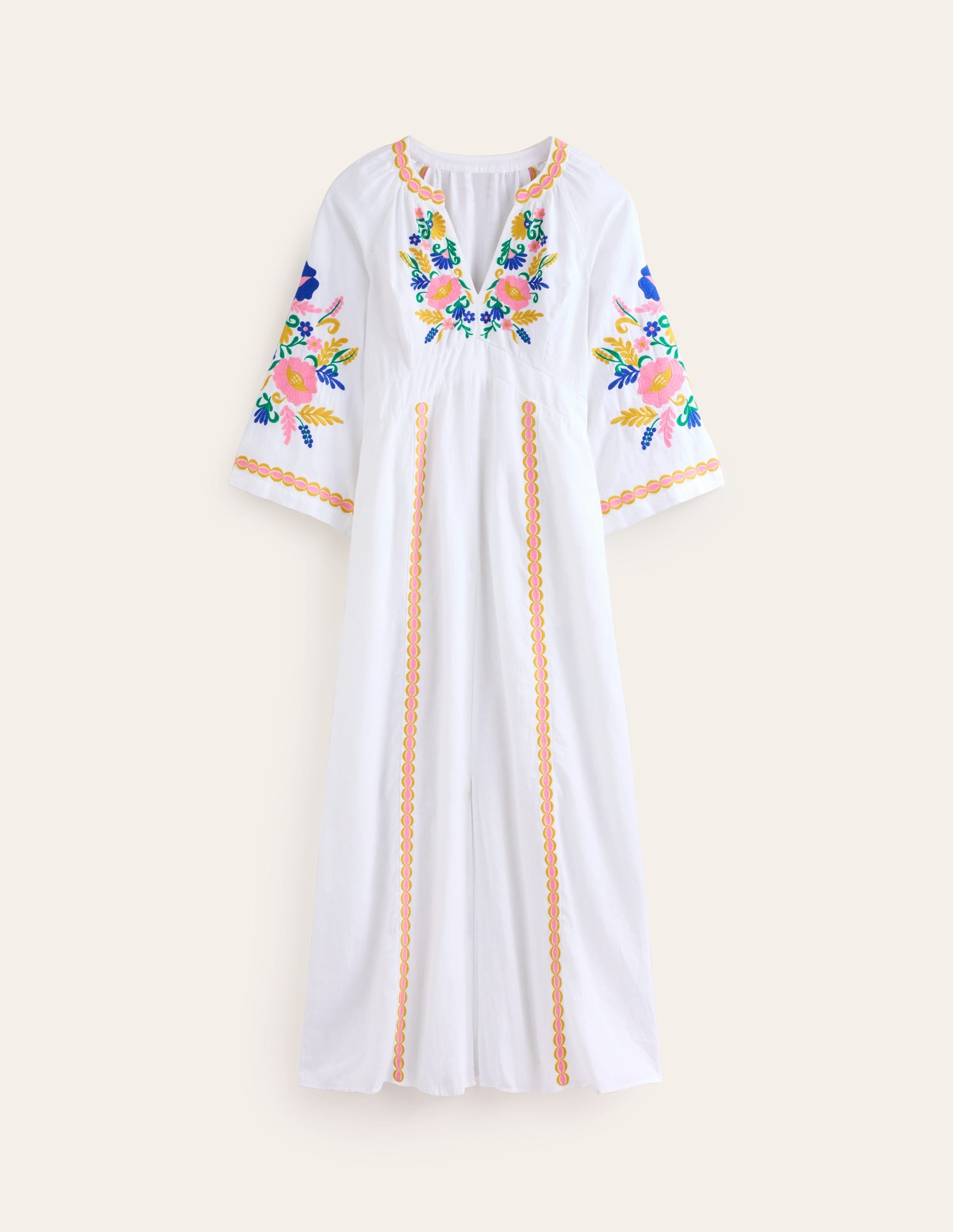 Una Linen Embroidered Dress-Ivory Embroidery - Image 10