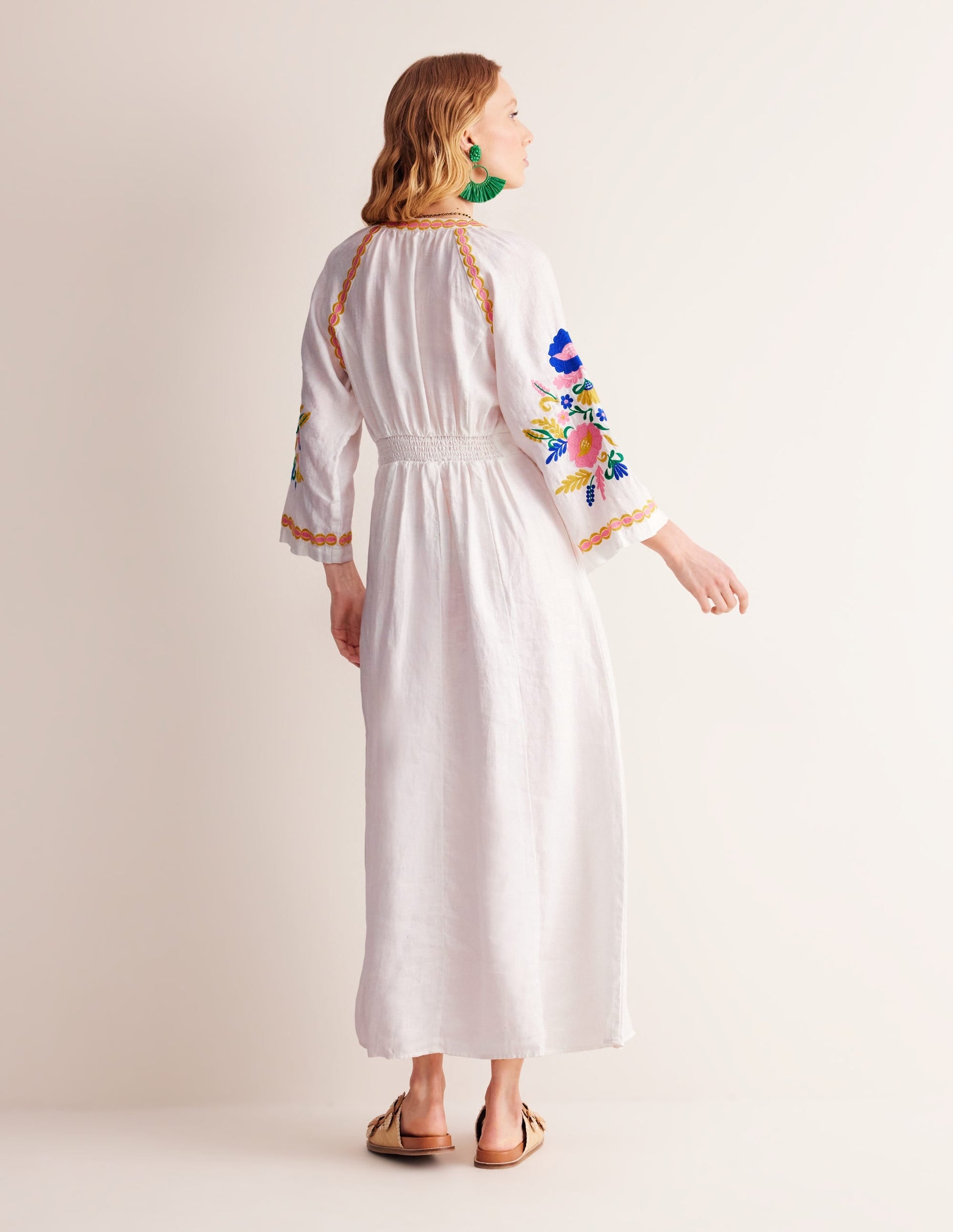 Una Linen Embroidered Dress-Ivory Embroidery-3