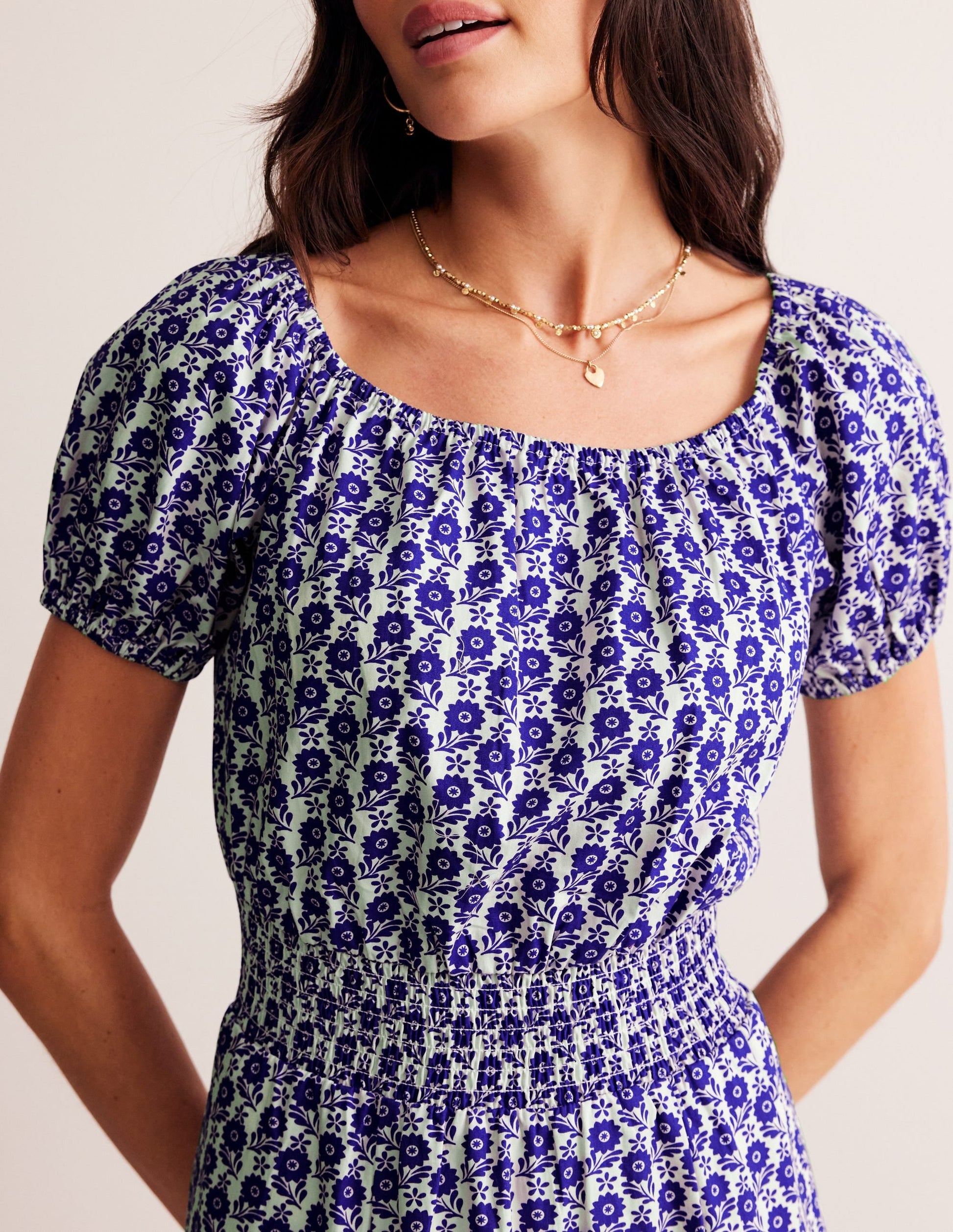 Amber Cotton Midi Dress-Surf The Web, Bloom Sprig-3