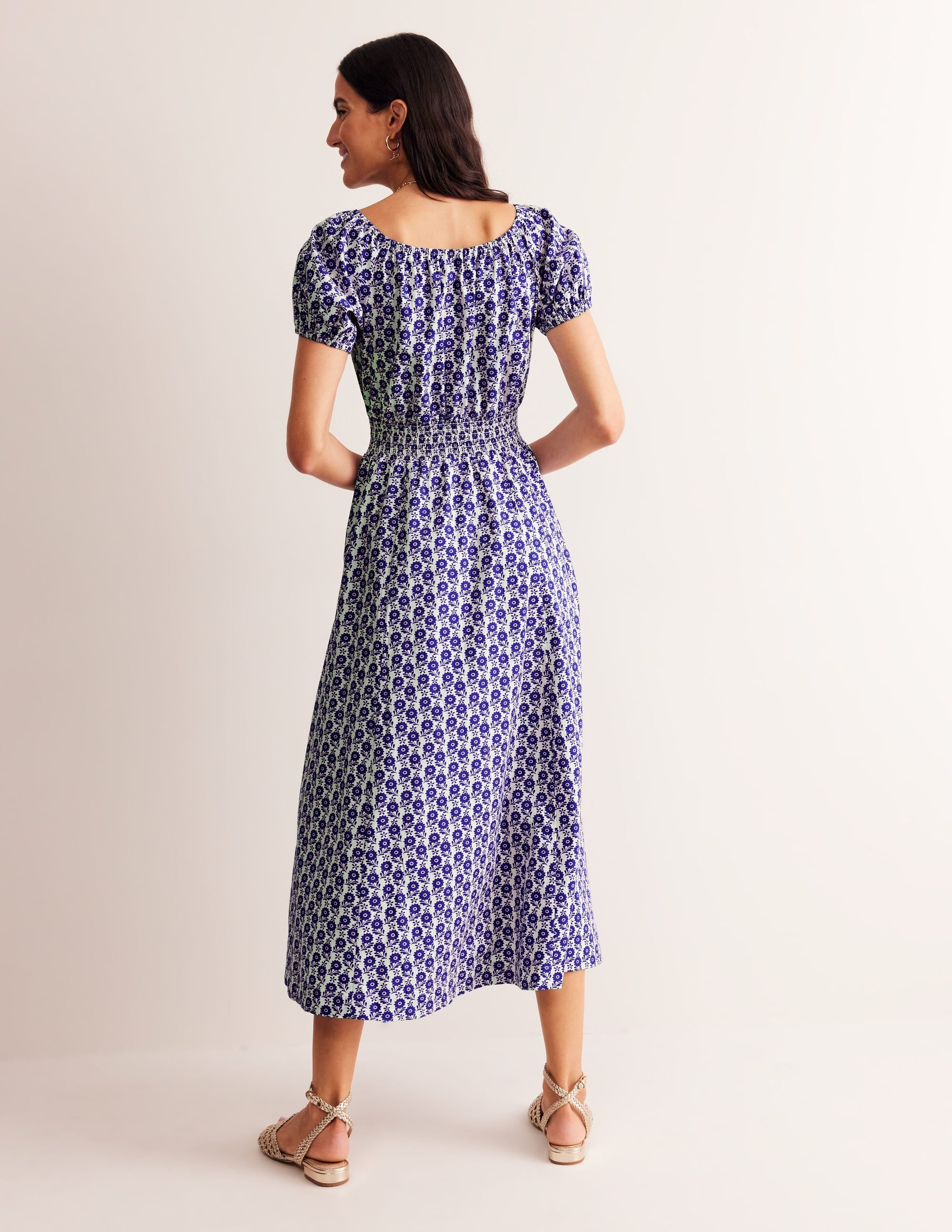 Amber Cotton Midi Dress-Surf The Web, Bloom Sprig - Image 4