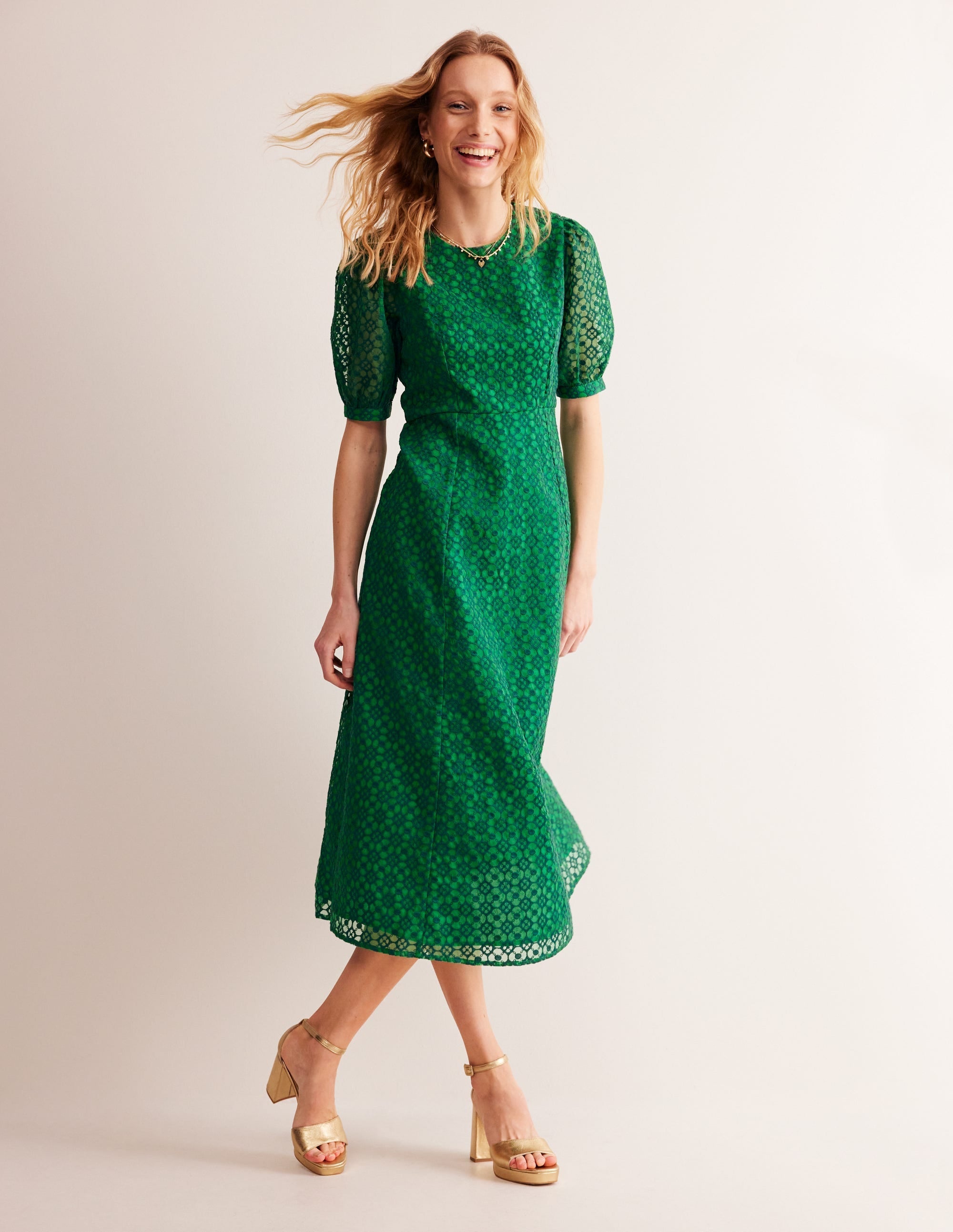 Organza Occasion Dress-Green Tambourine - Image 1