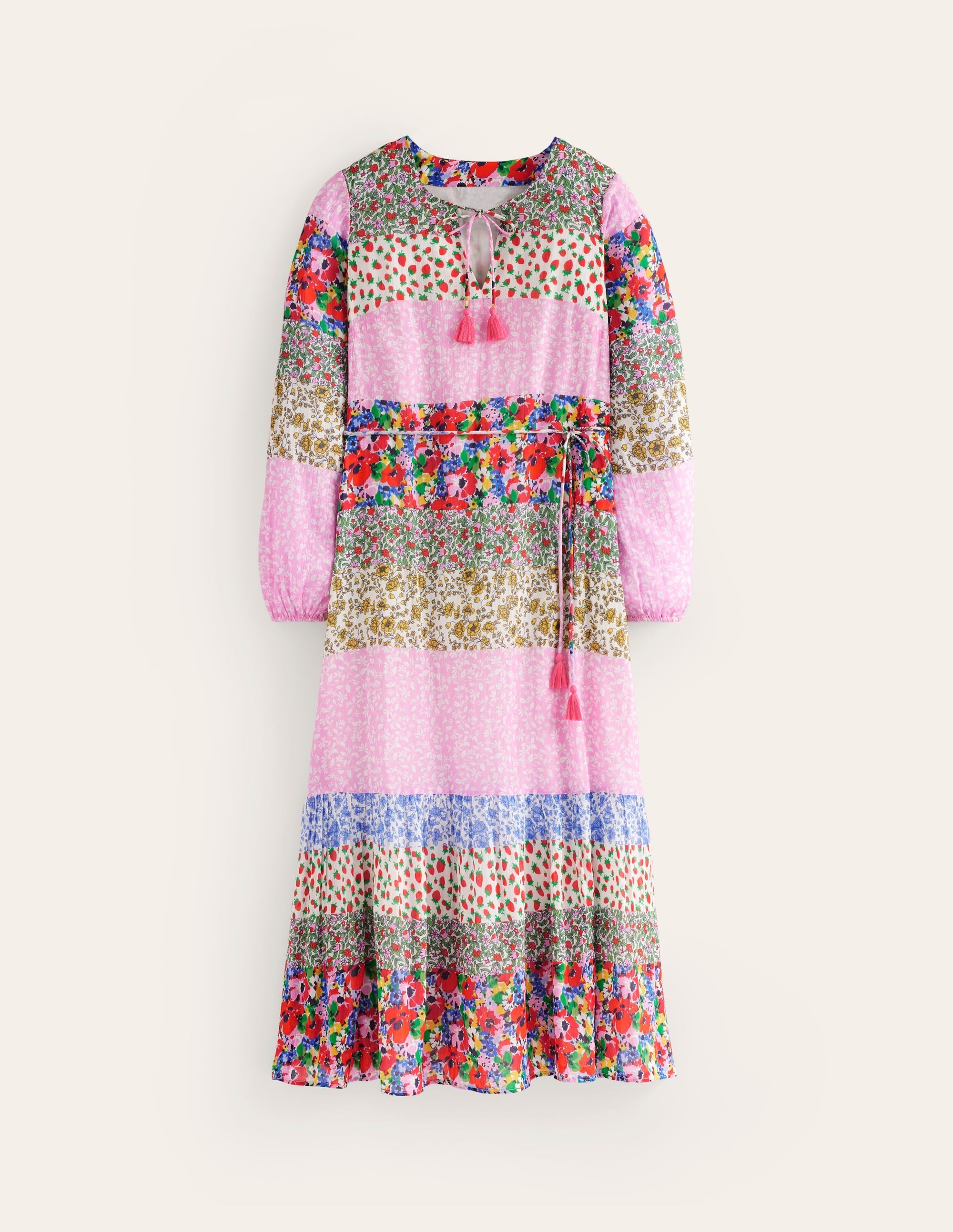Hotched Blouson Maxi Dress-Multi, Patchwork Bloom - Image 6
