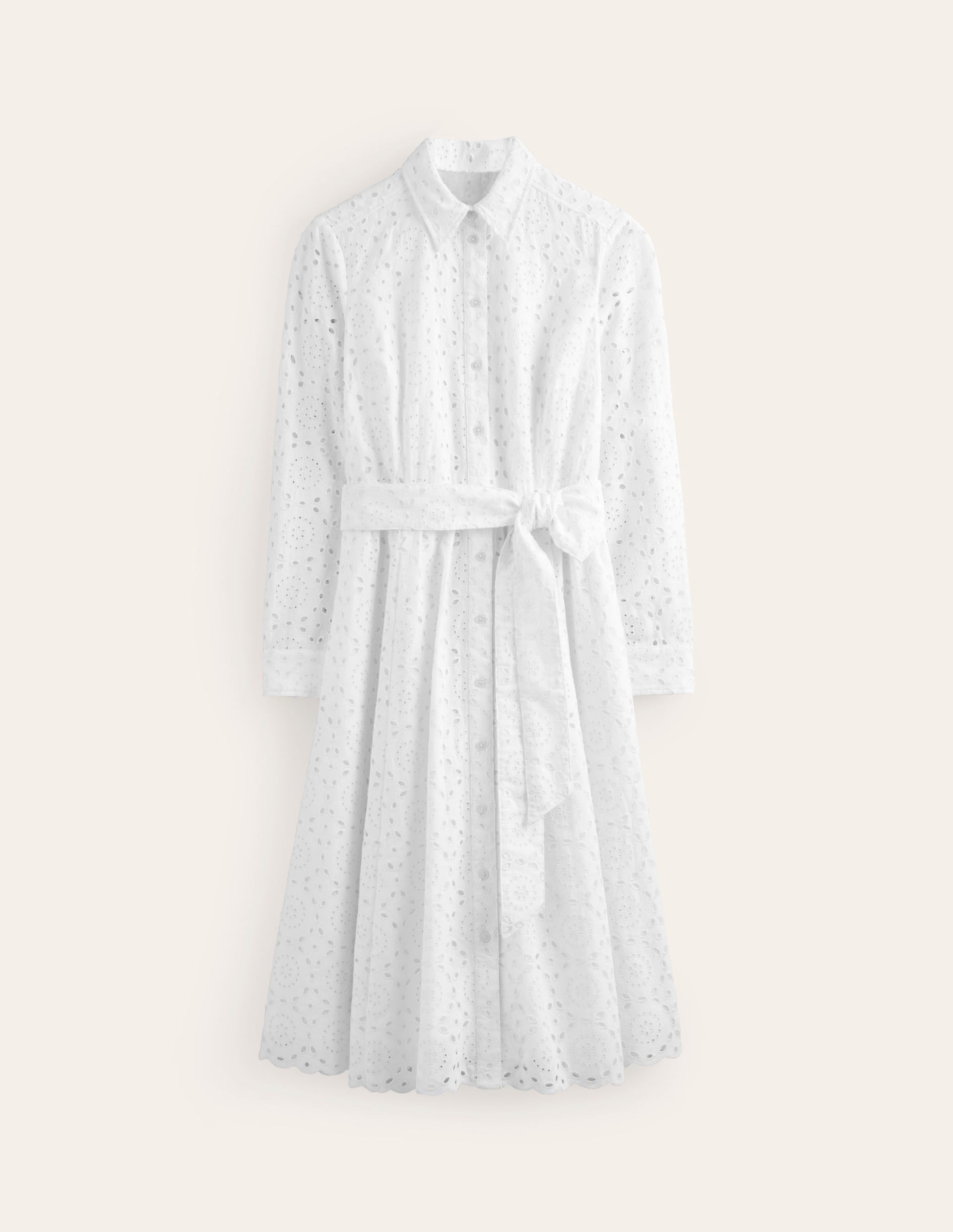 Kate Broderie Midi Shirt Dress-White-6