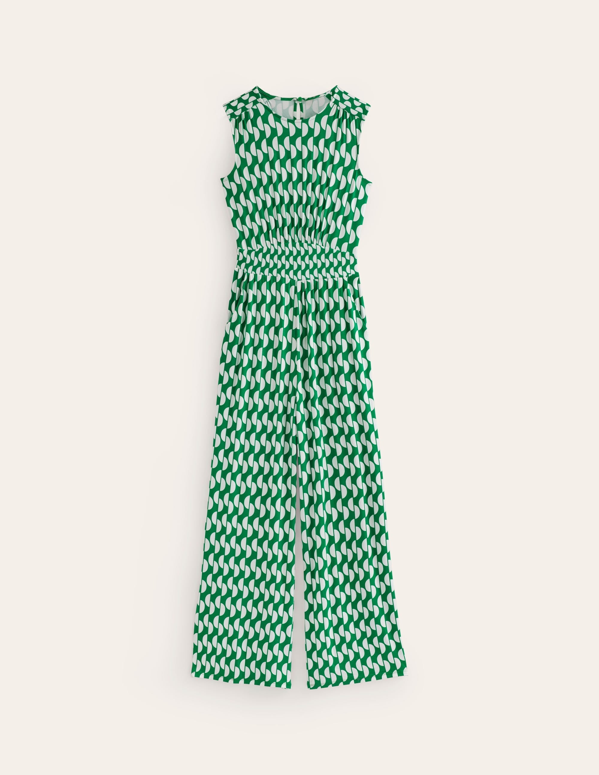 Thea Jersey Jumpsuit-Green, Geo Wave - Image 5