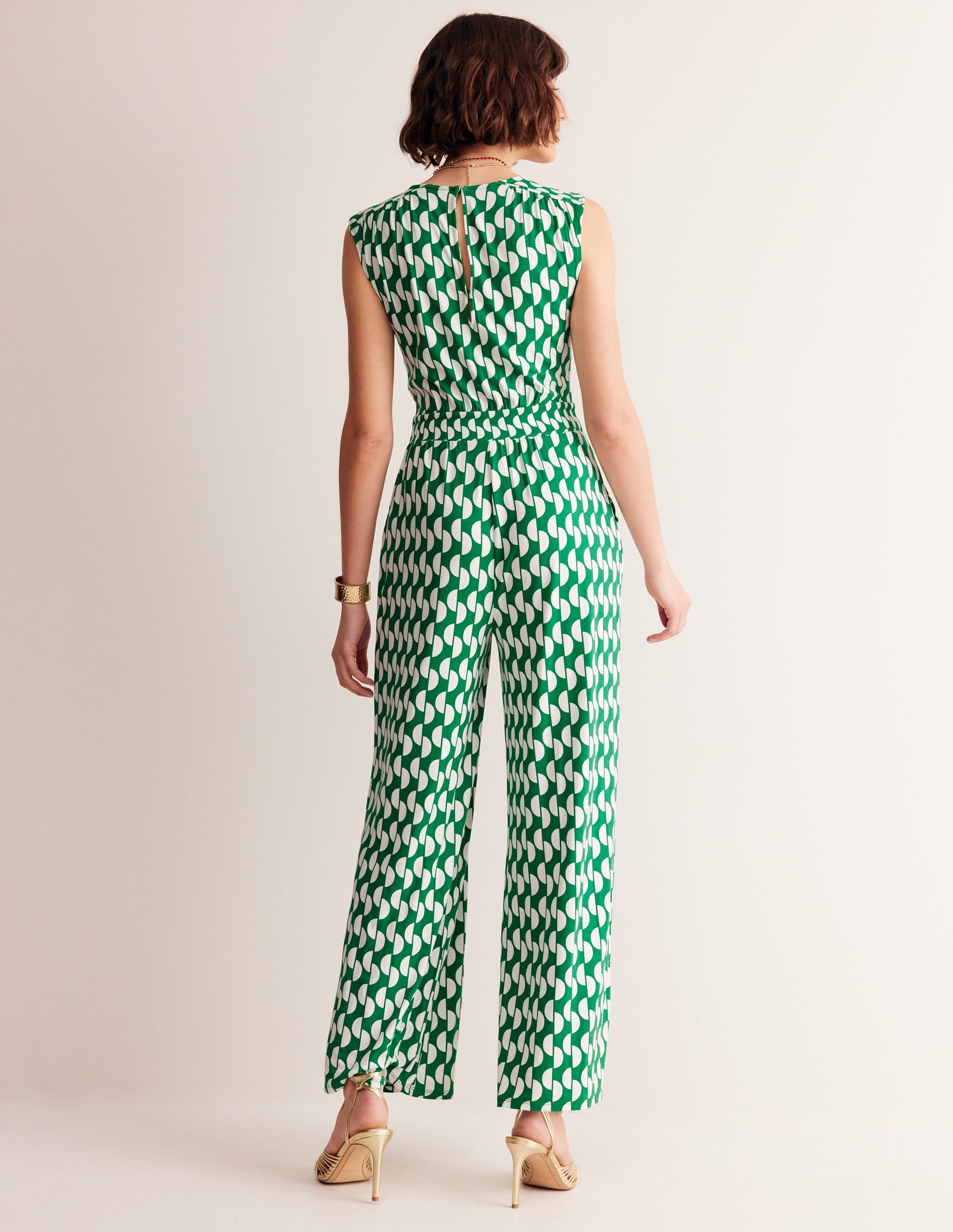 Thea Jersey Jumpsuit-Green, Geo Wave - Image 4