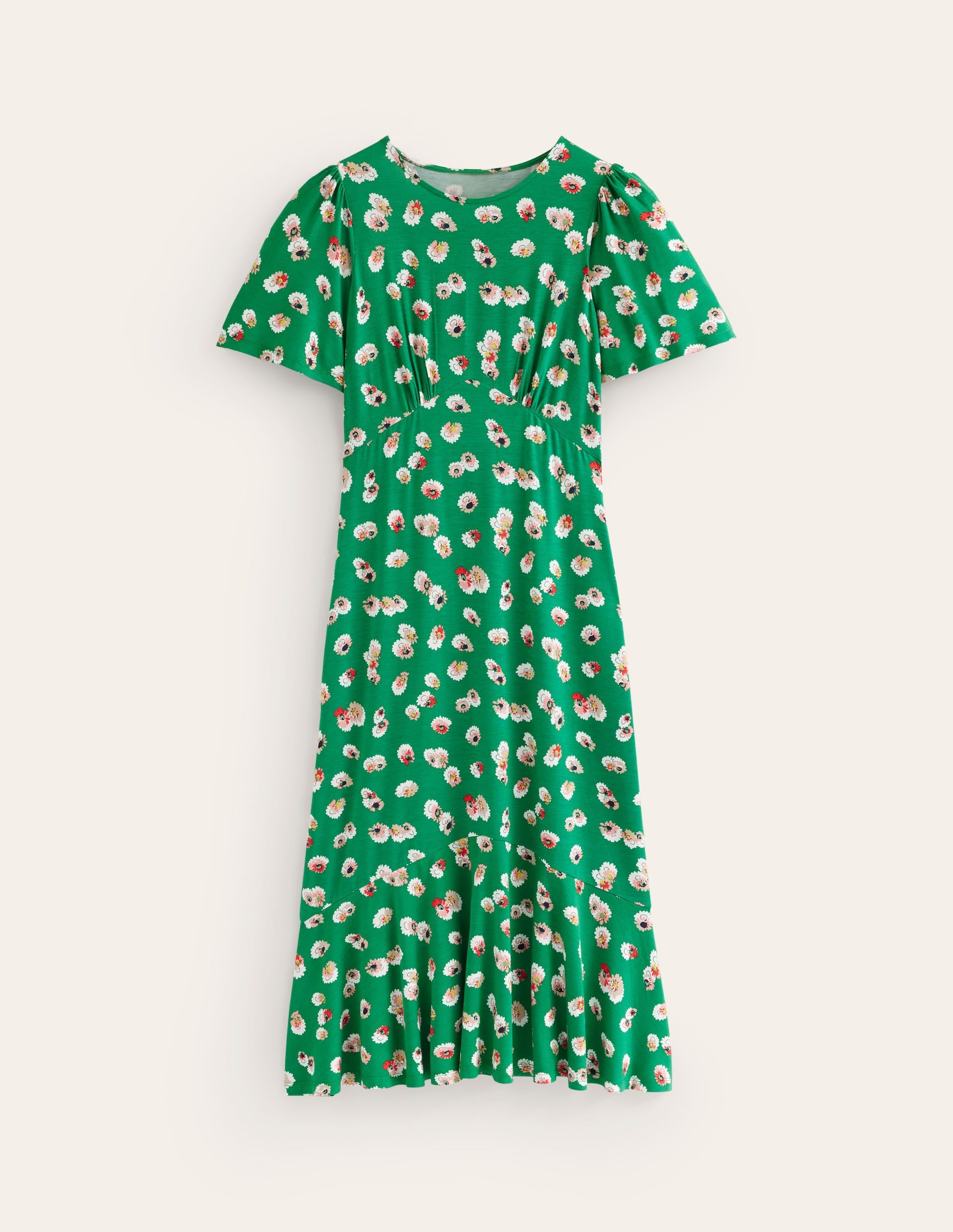 Felicity Jersey Midi Tea Dress-Green, Botanical Petal - Image 5