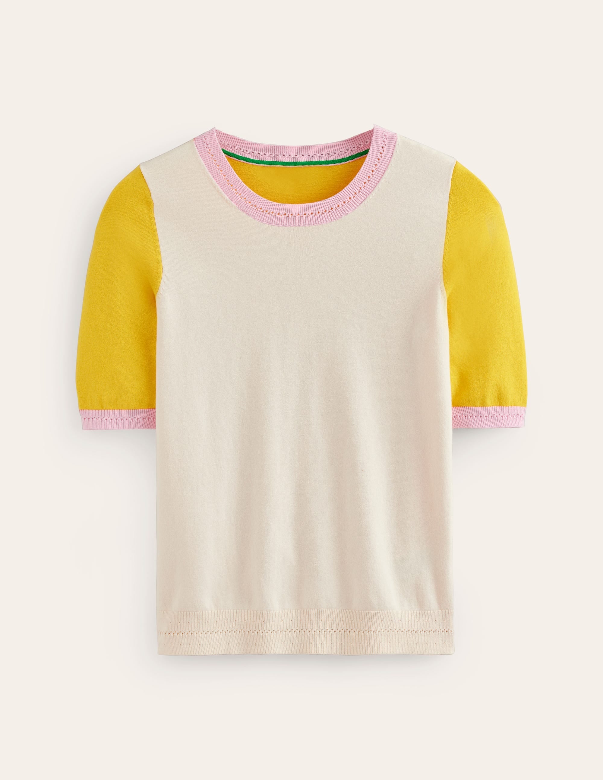 Catriona Cotton Crew T-Shirt-Warm Ivory/ Mimosa Yellow - Image 6
