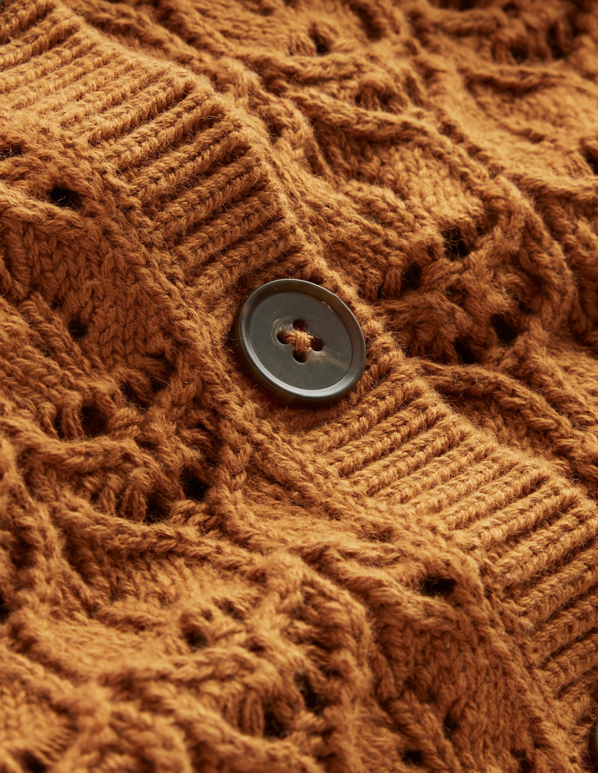 Short Sleeve Crochet Cardigan-Gingerbread Brown - Image 6