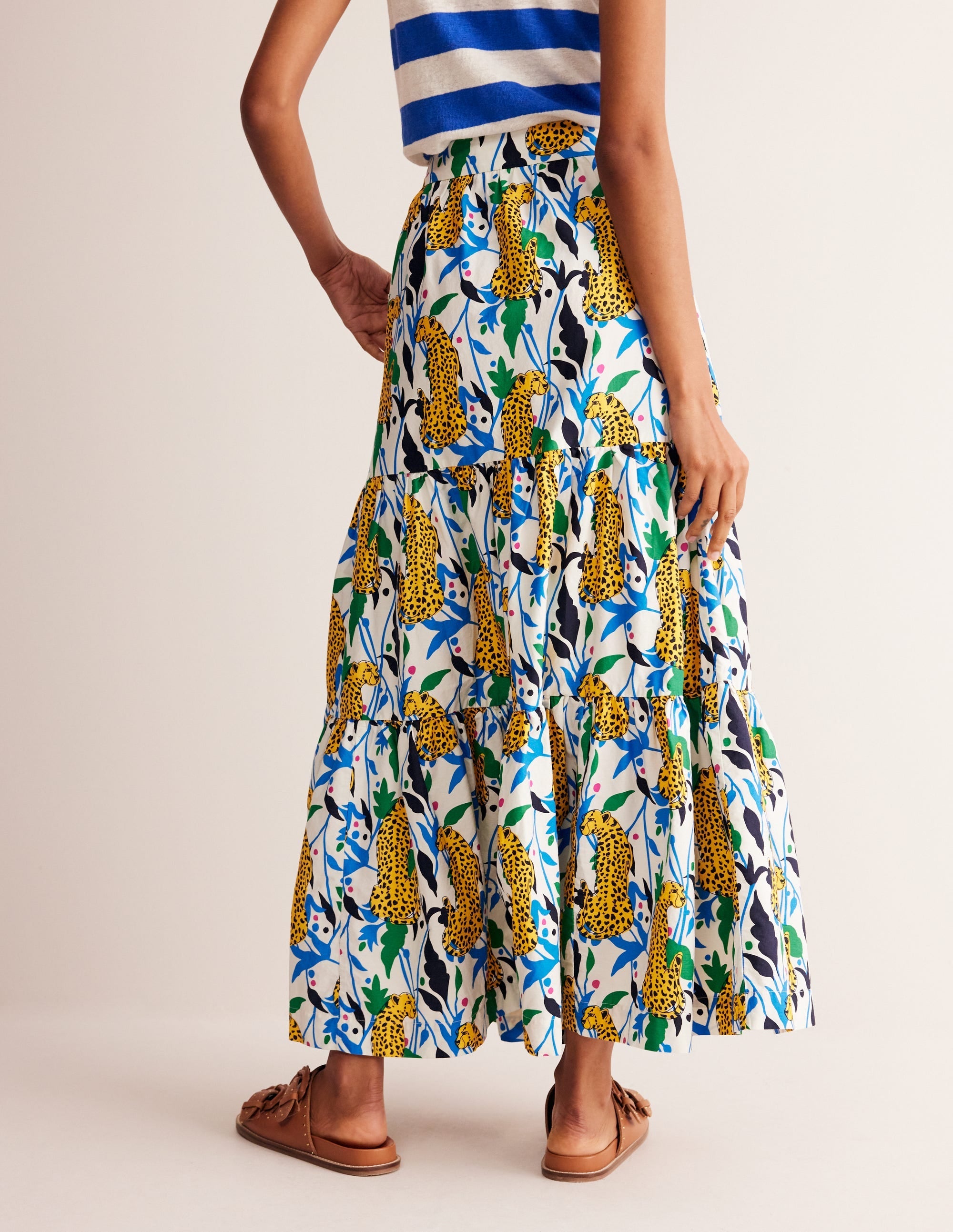 Lorna Tiered Maxi Skirt-Multi, Leopard Vine - Image 3