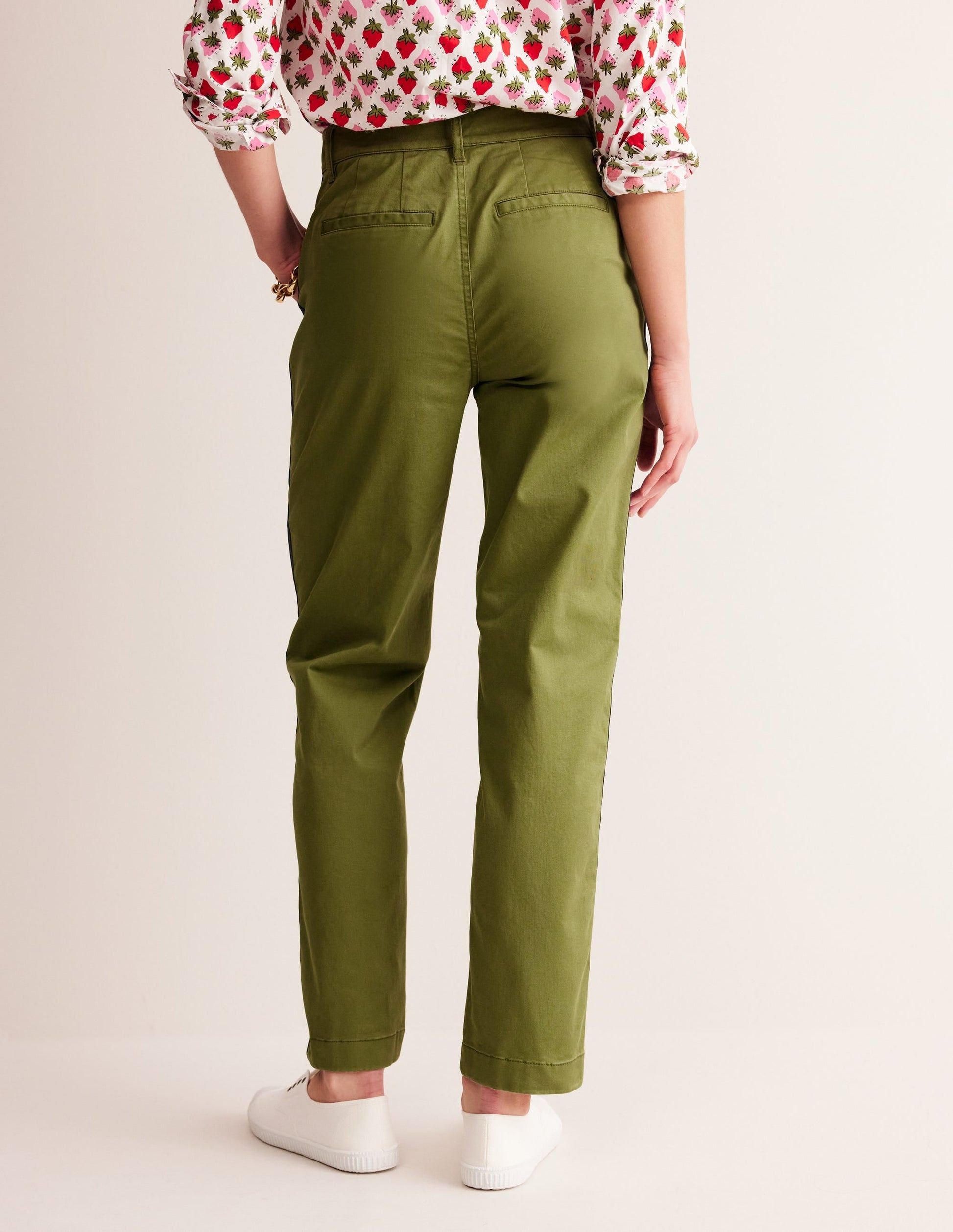 Barnsbury Chino Trousers-Khaki Navy Side Stripe-3
