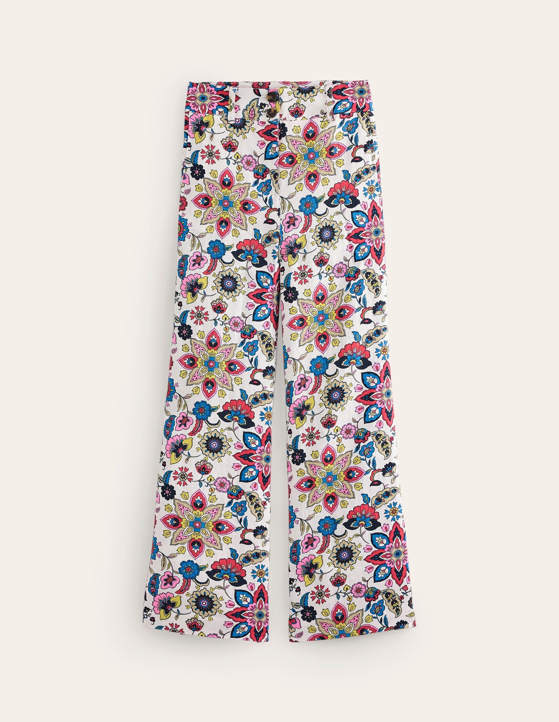 Westbourne Linen Trousers-Ivory, Botanical Sprig-6