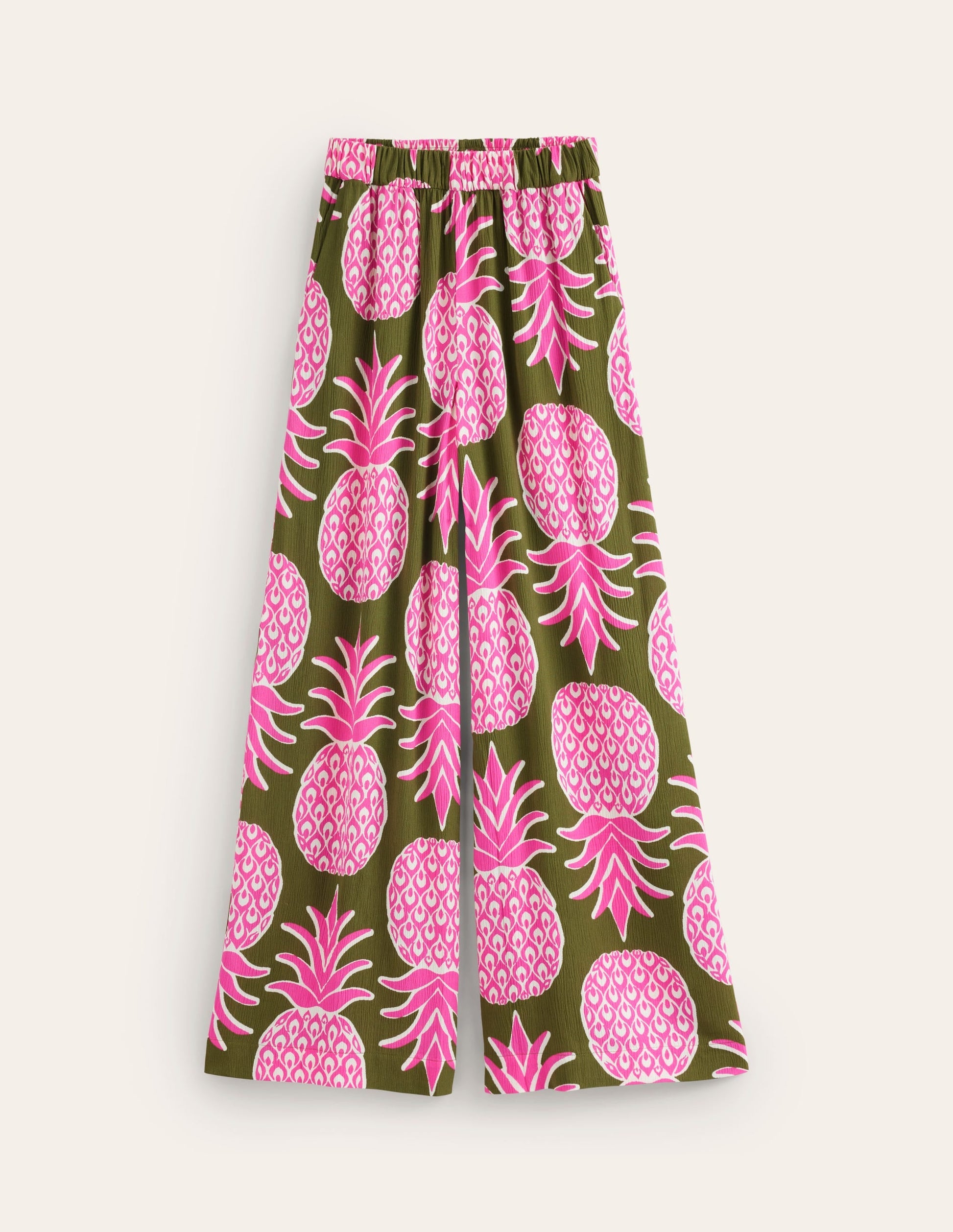 Crinkle Wide Trousers-Avocado, Pineapple Pop-5