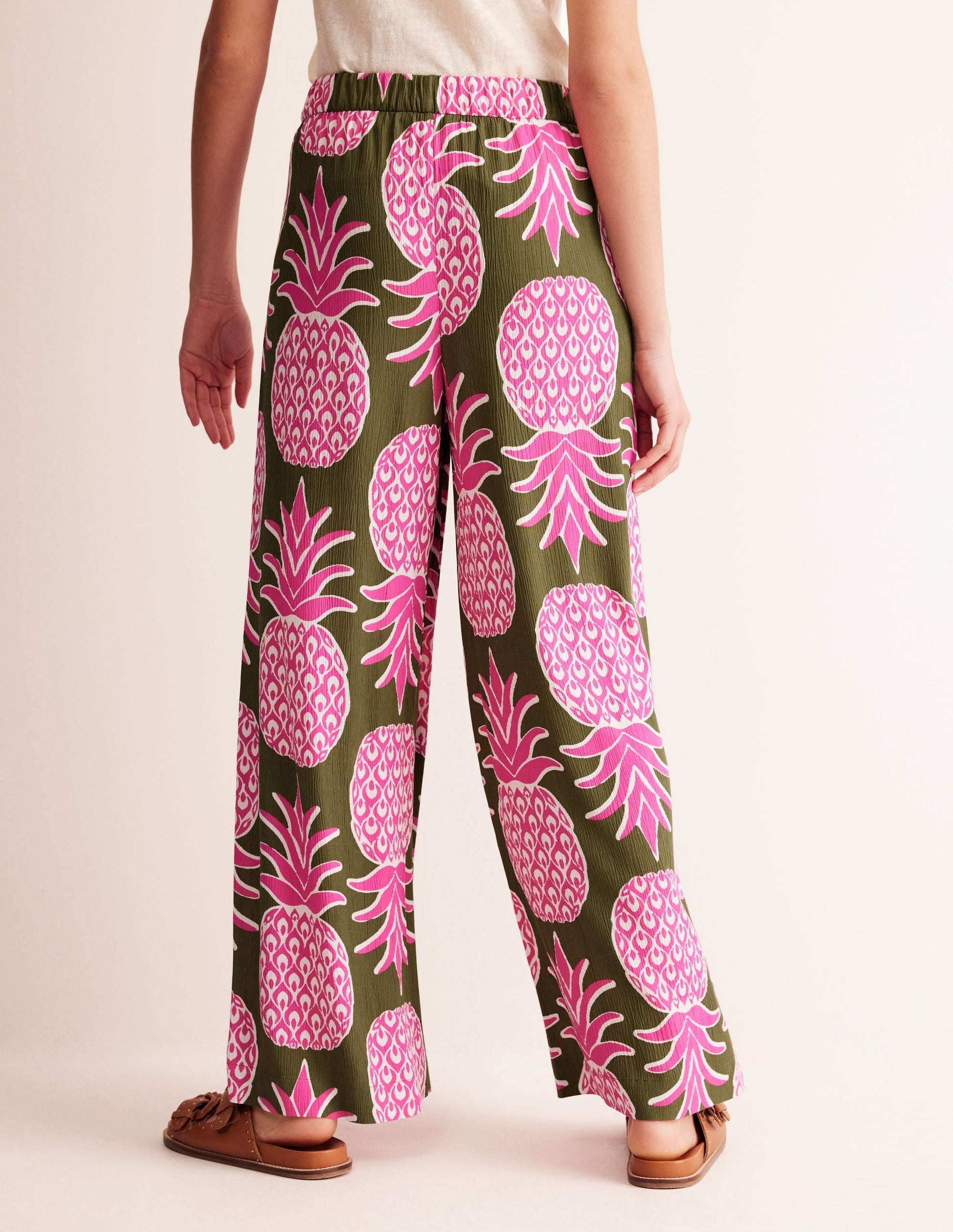 Crinkle Wide Trousers-Avocado, Pineapple Pop-3