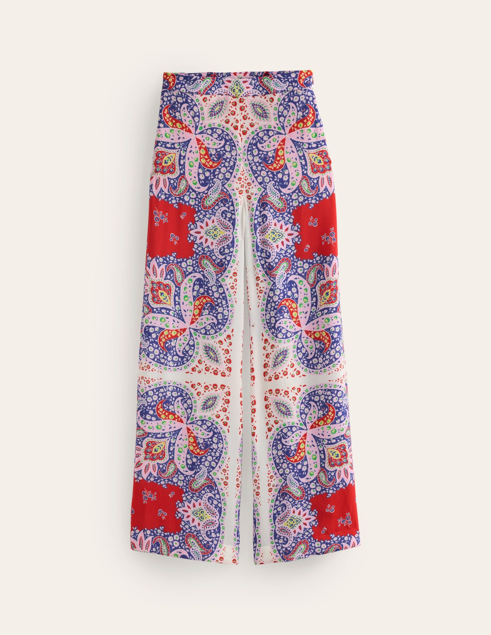 Palazzo Fluid Crepe Trousers-Rubicondo, Ornate Paisley - Image 5