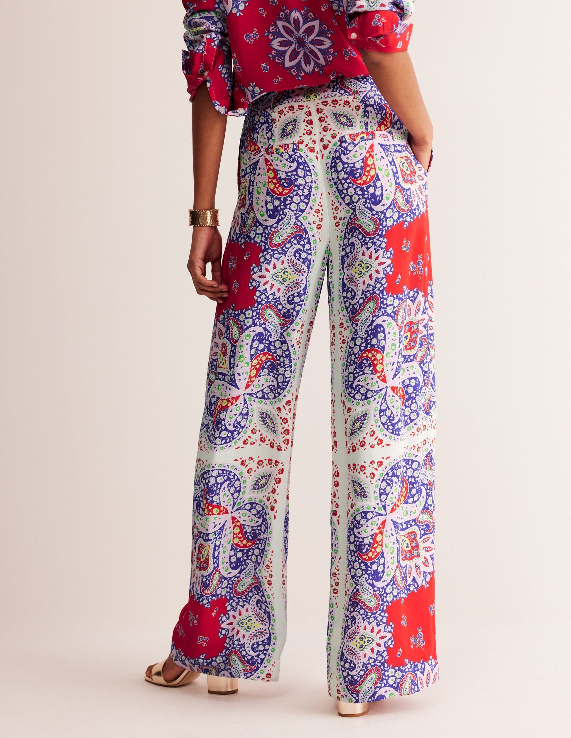 Palazzo Fluid Crepe Trousers-Rubicondo, Ornate Paisley-3