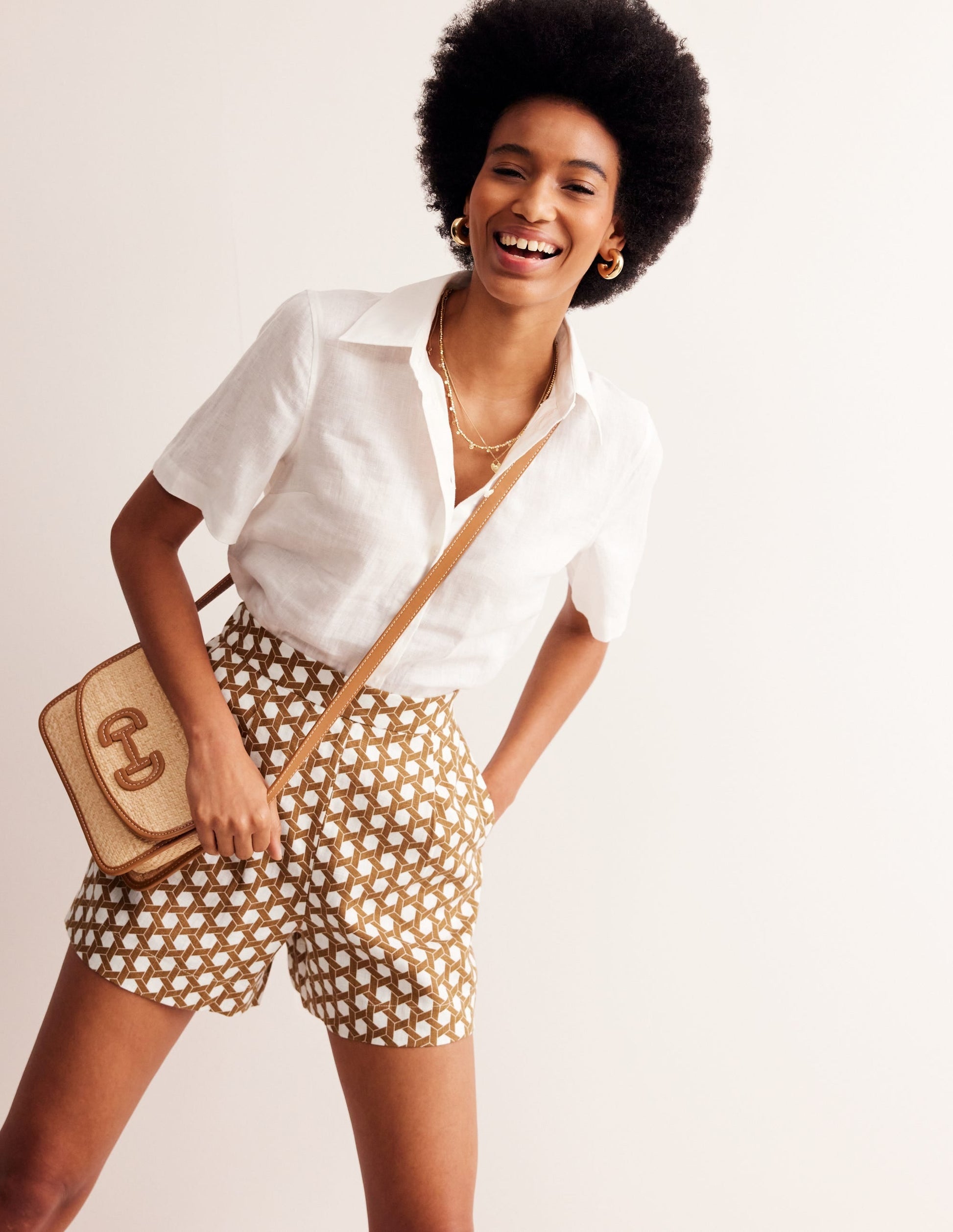 Hampstead Linen Shorts-Rubber, Honeycomb Geo-1