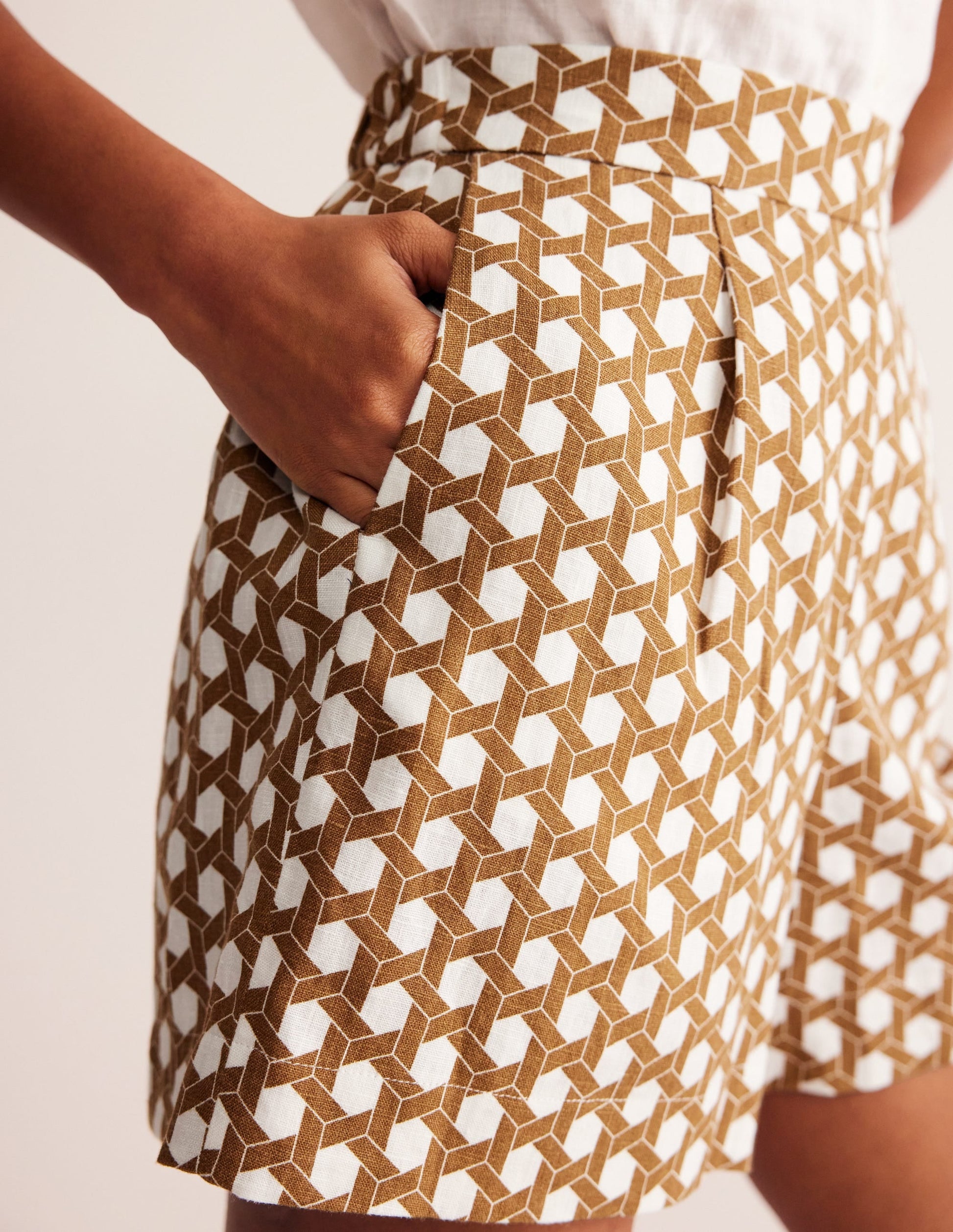 Hampstead Linen Shorts-Rubber, Honeycomb Geo-2