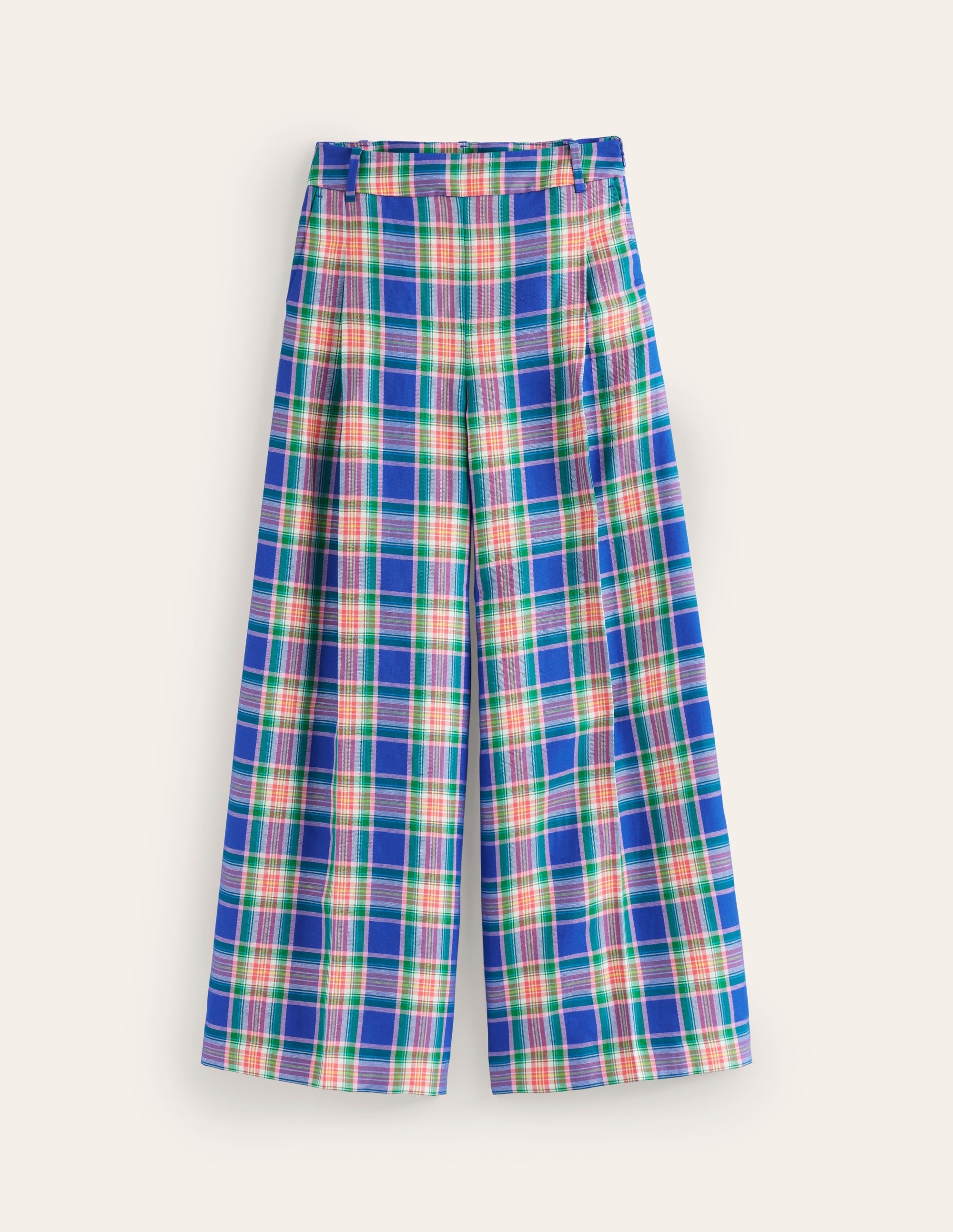 Palazzo Check Trousers-Blue and Green Check - Image 6