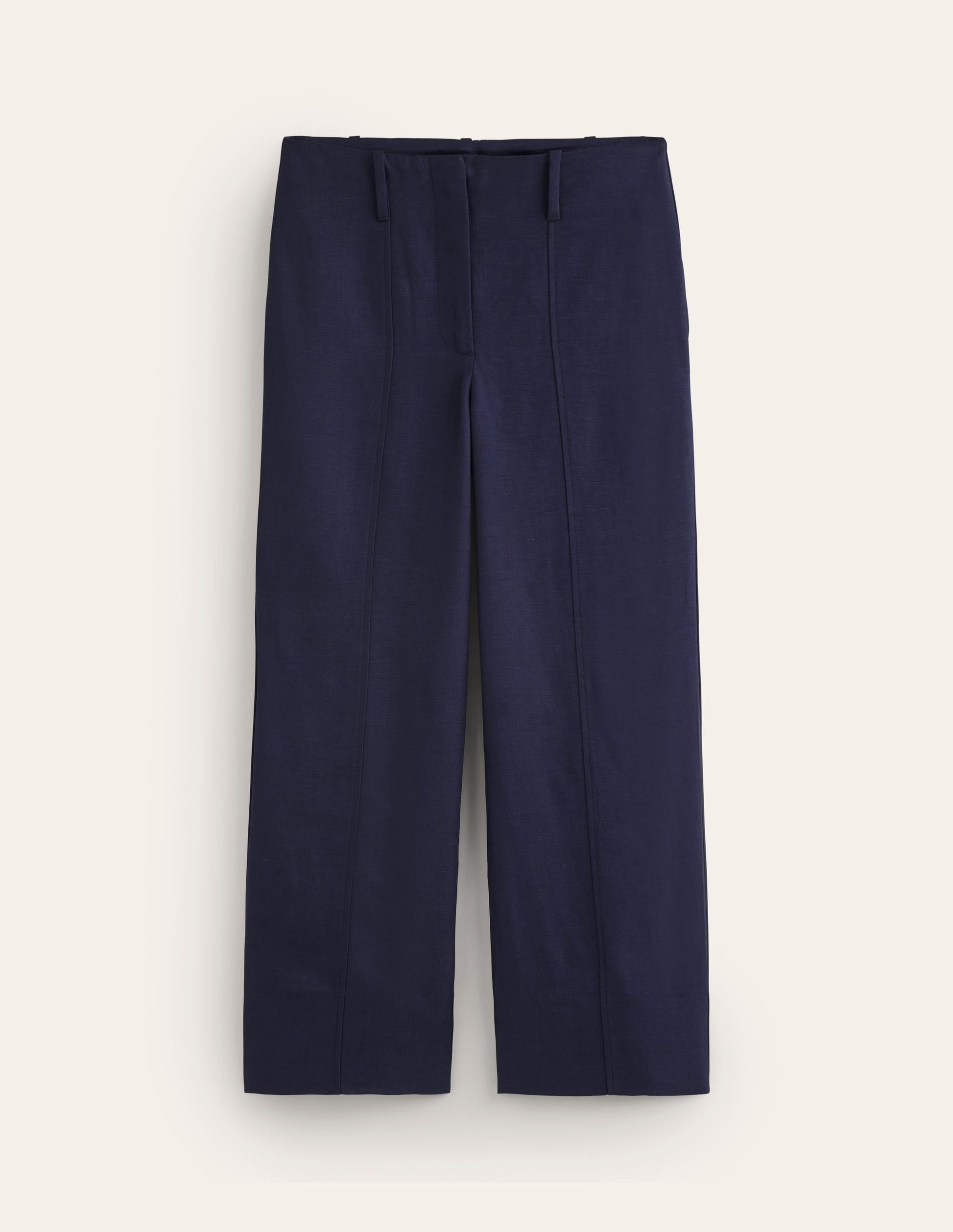 Cropped Twill Trousers-Navy-5