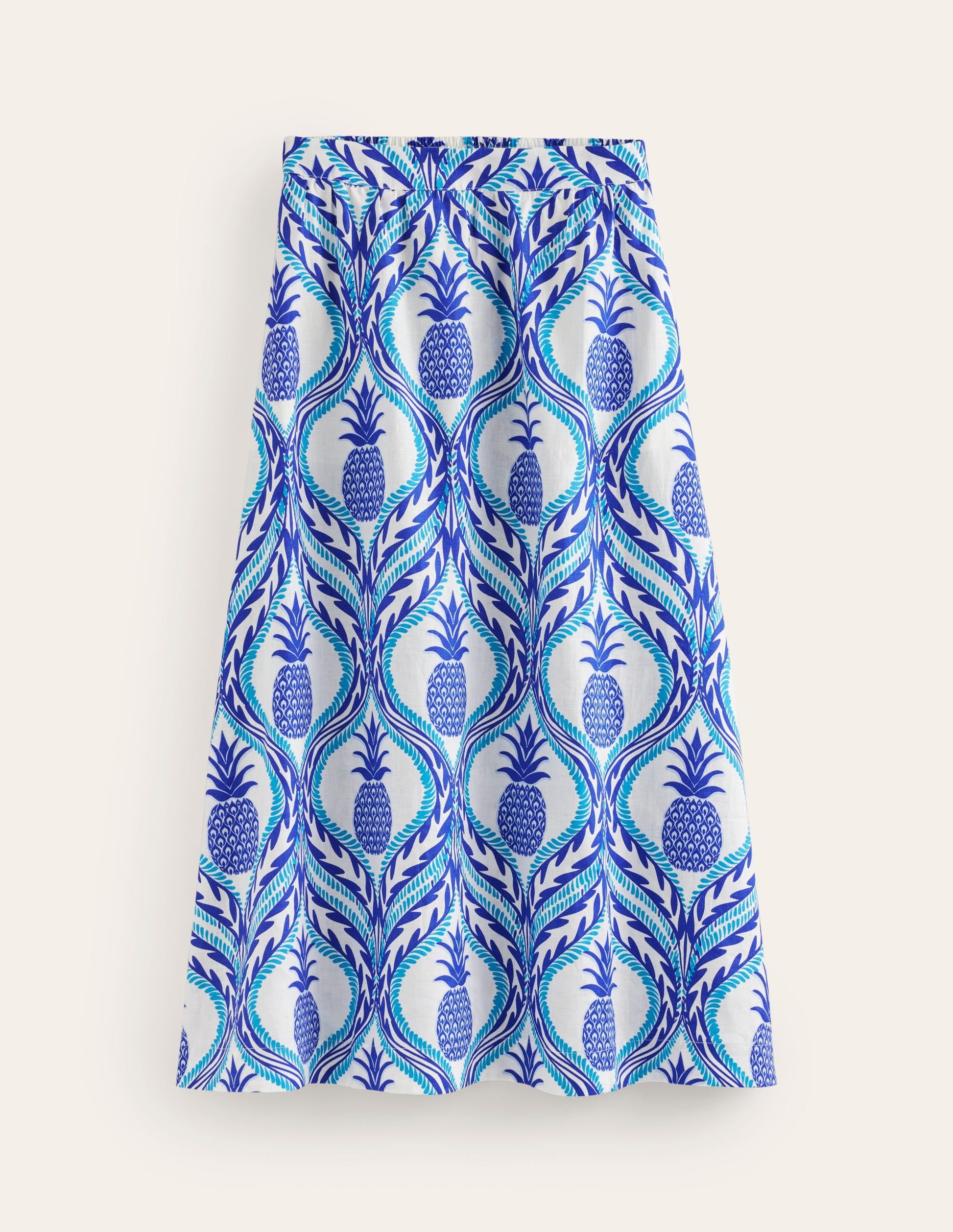 Florence Linen Skirt-Surf the Web, Pineapple Wave-5