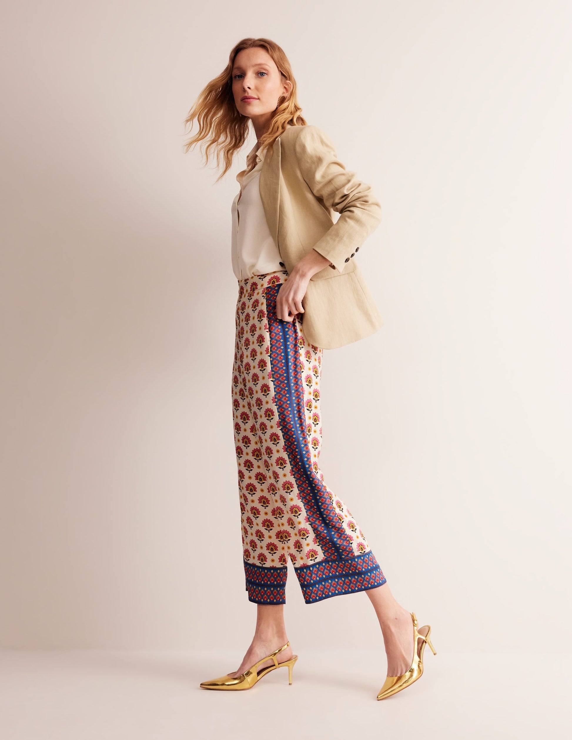Straight Crop Satin Trousers-Passion Geo-1